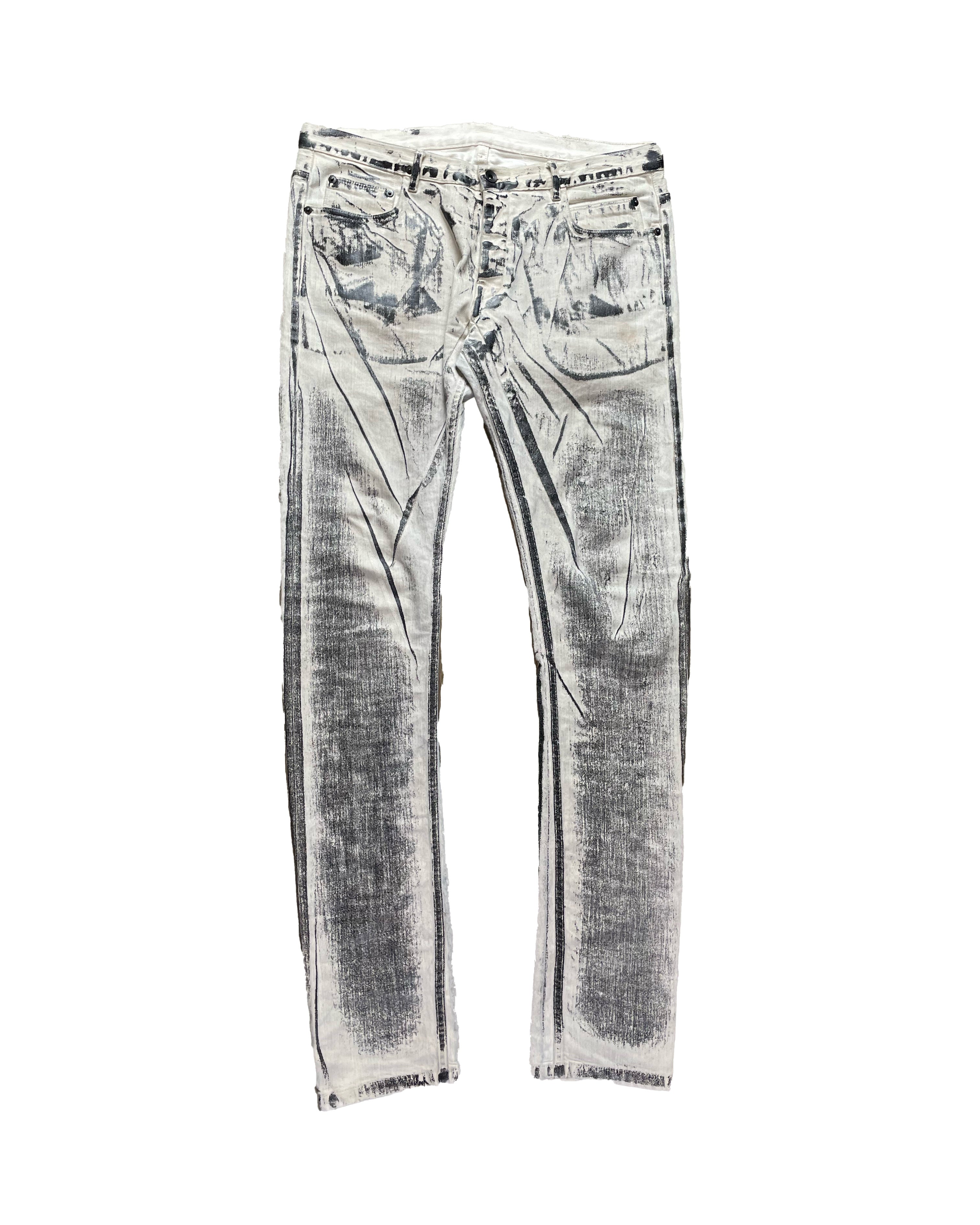 Rick Owens Detroit White Wax Demim Authentic Jeans