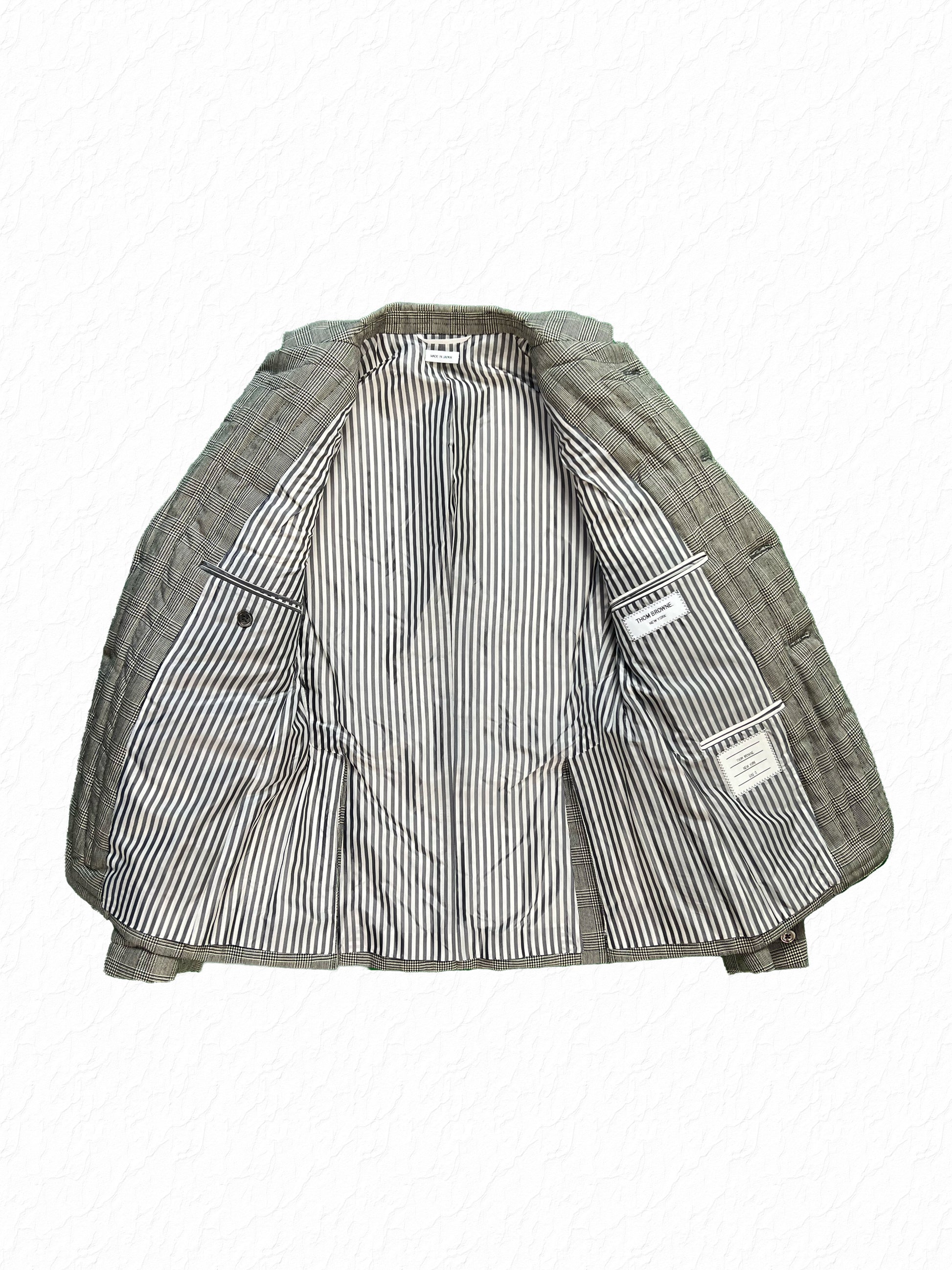 Grey and black Prince of Wales plaid Thom Browne wool jacket