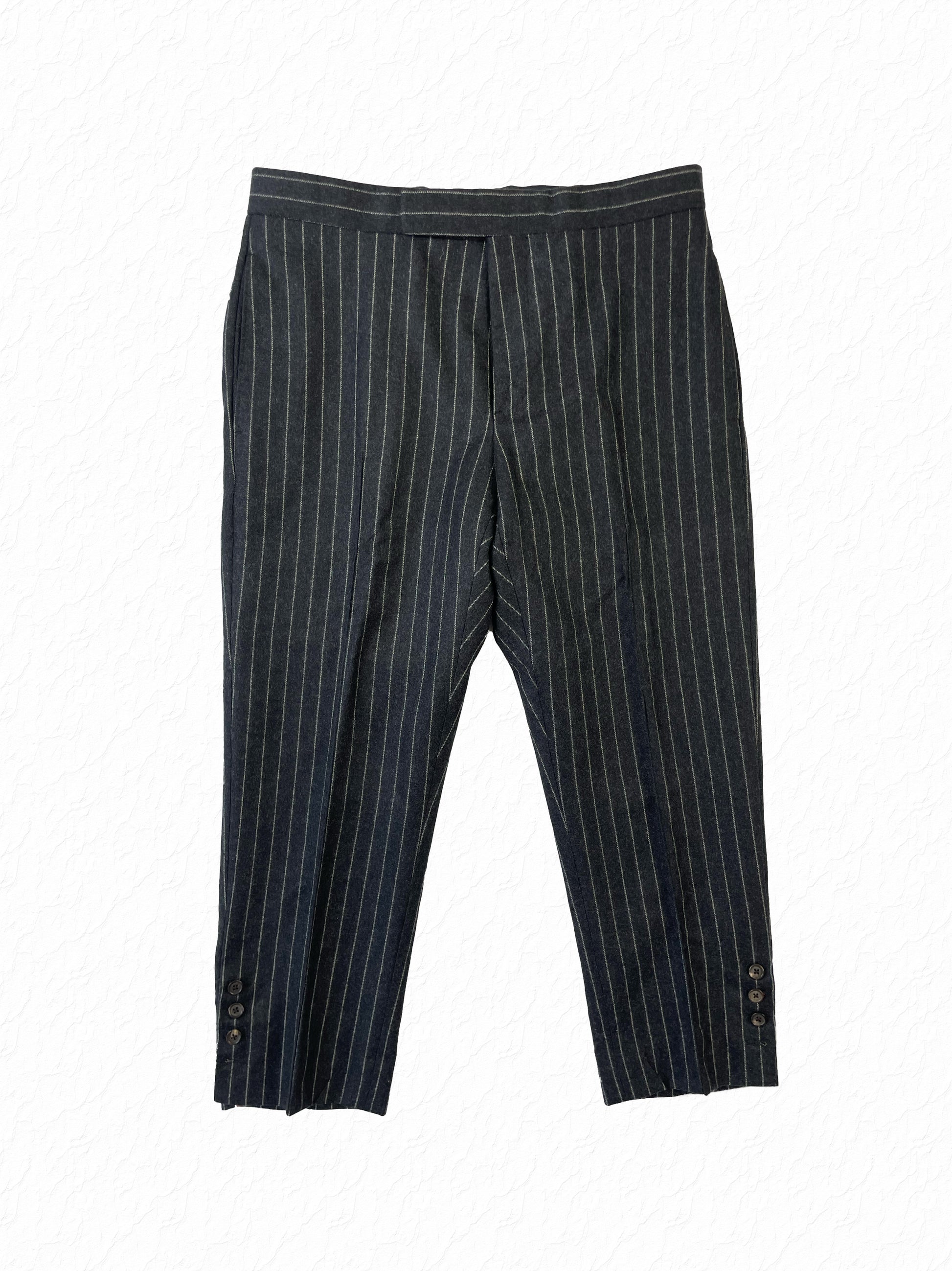 Thom Browne chalk stripe wool trousers in grey
