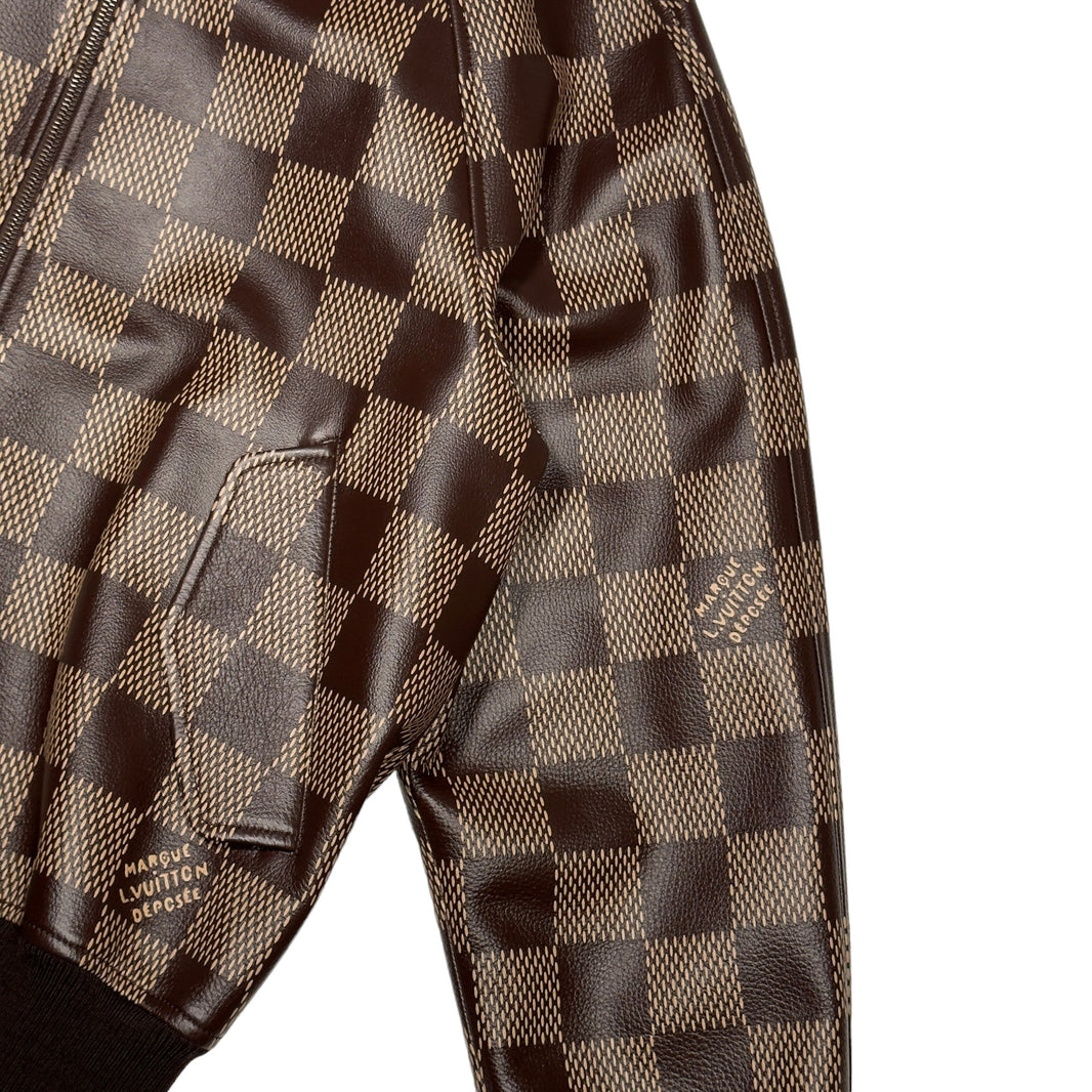 Louis Vuitton Runway Damier Harrington Leather Jacket Zip Pharell Bomber Authenticated Designer