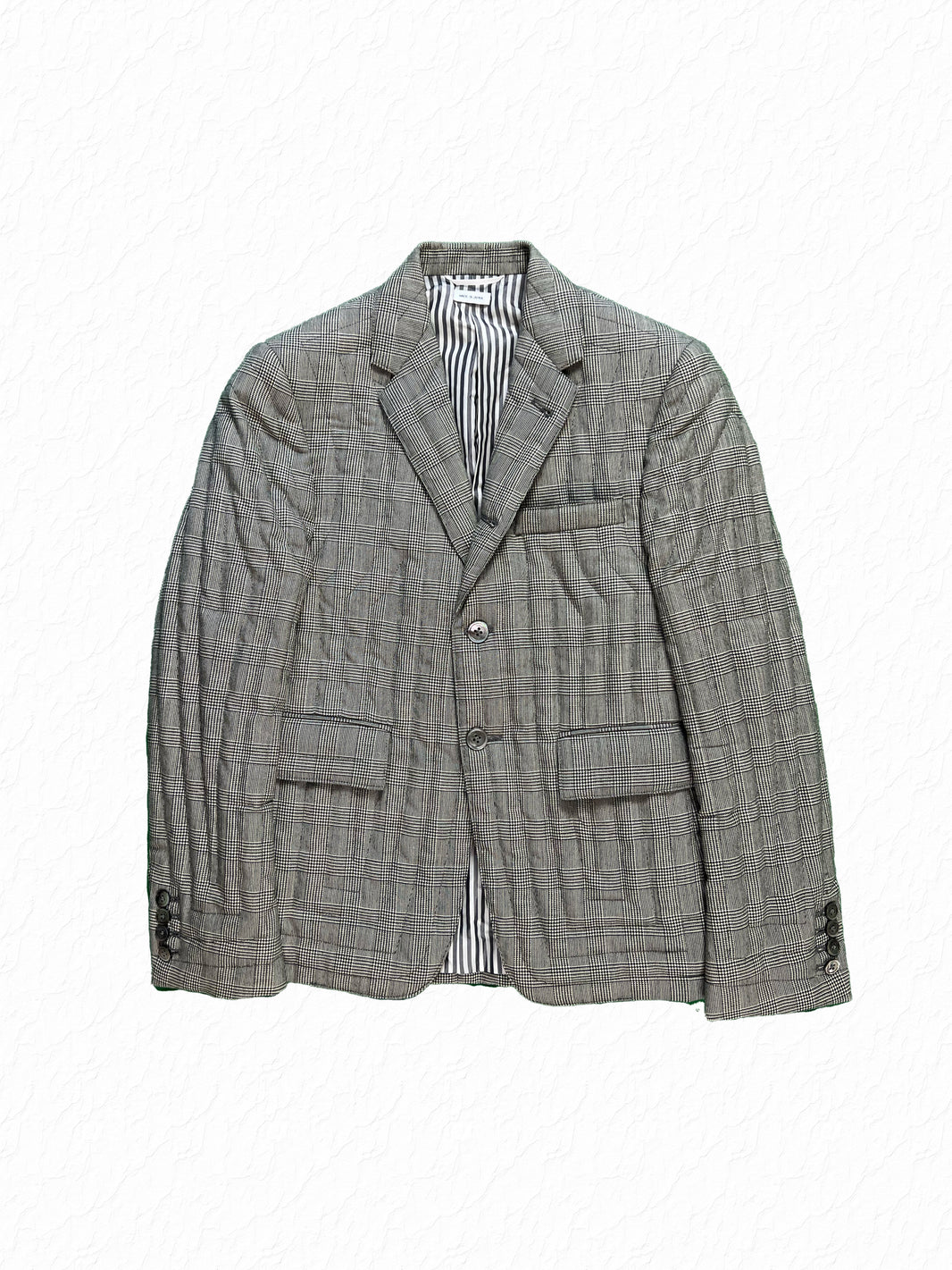 Thom Browne Prince of Wales plaid sport coat in contour stitched wool