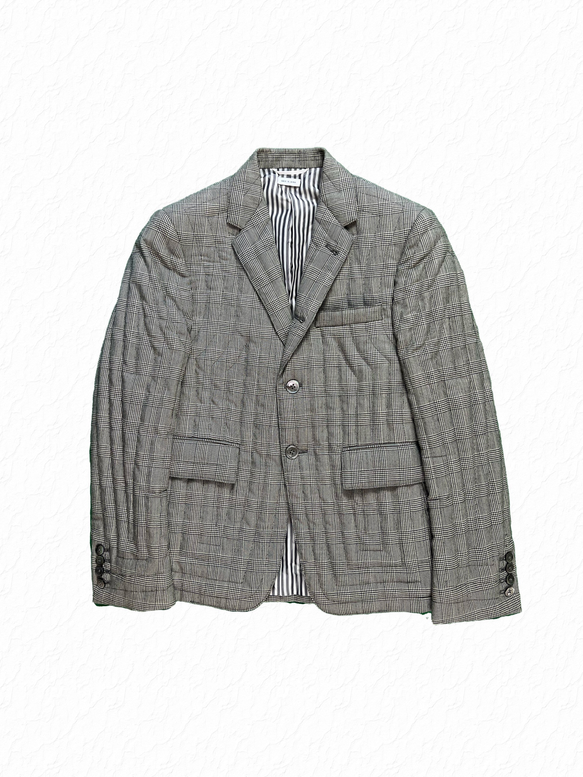 Thom Browne Prince of Wales plaid sport coat in contour stitched wool