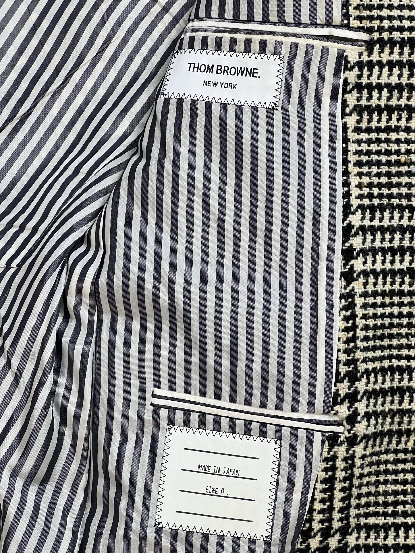 Thom Browne New York Made in Japan size 0 label on striped lining