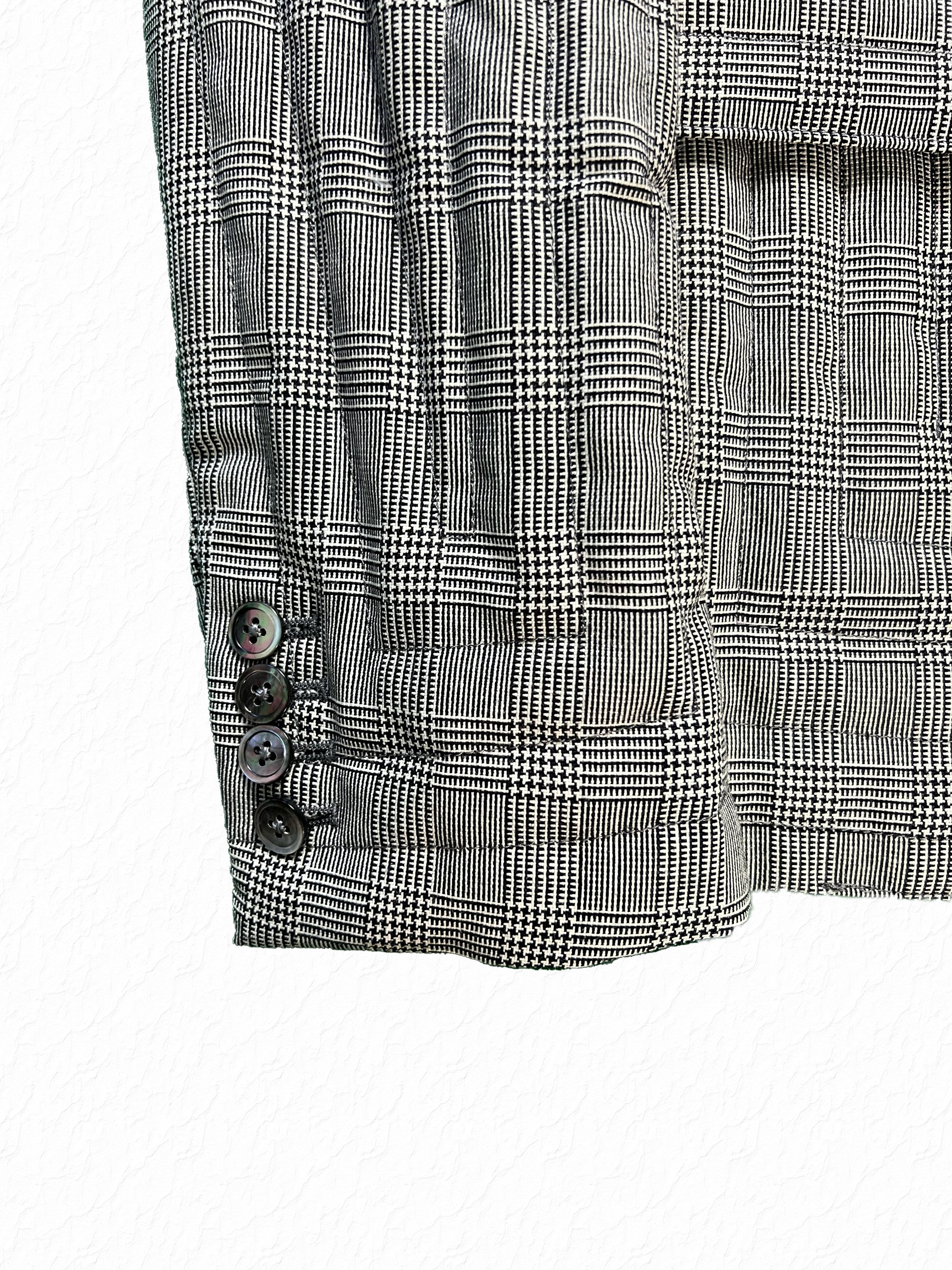Contour stitched glen check wool blazer by Thom Browne Fall 2016