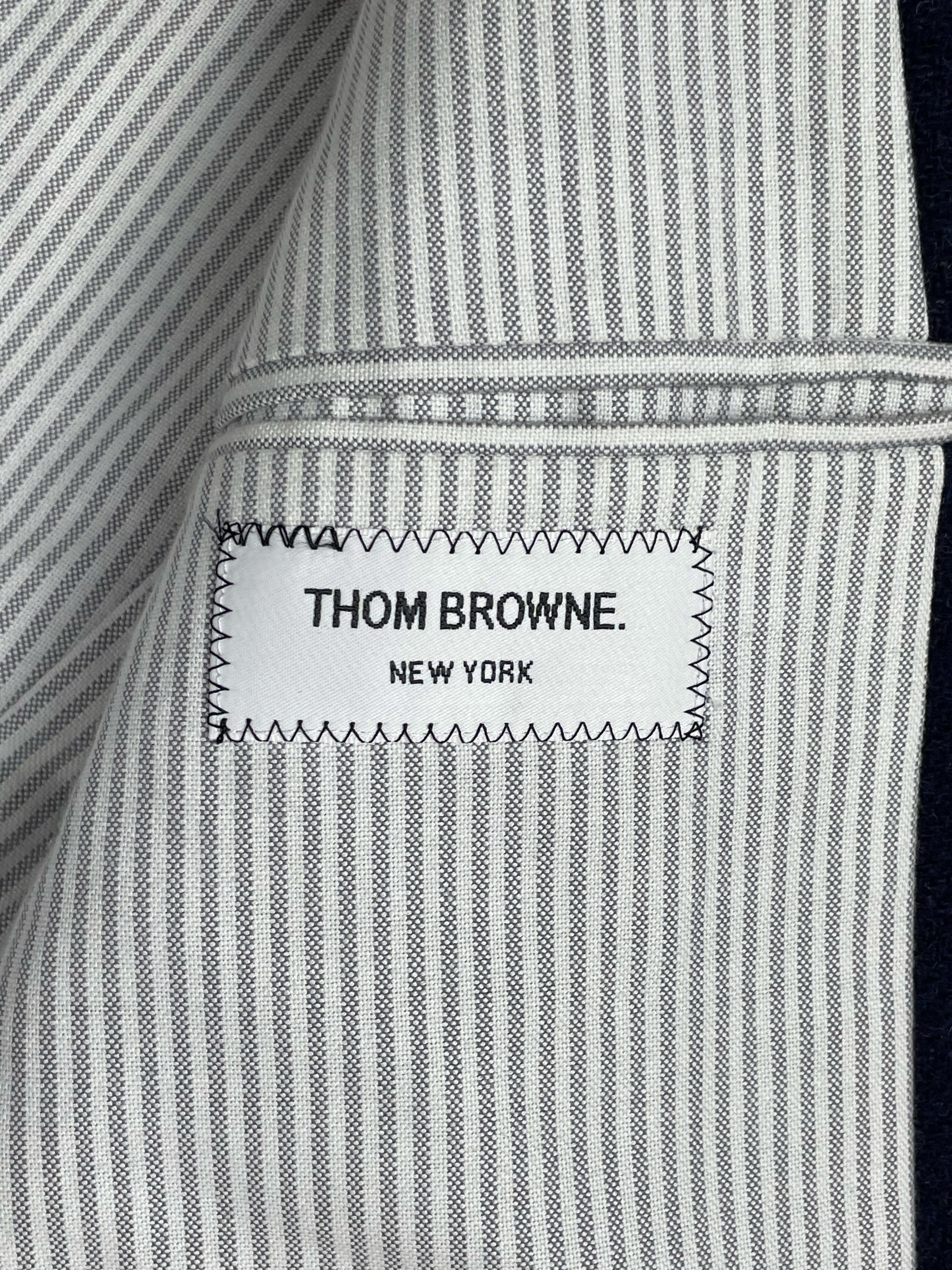 Thom Browne New York label sport coat in navy wool tweed