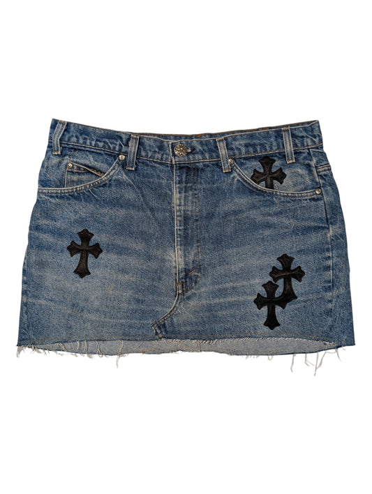 Chrome Hearts Leather Cross Patch Levi's Skirt Authentic Womens Bottoms