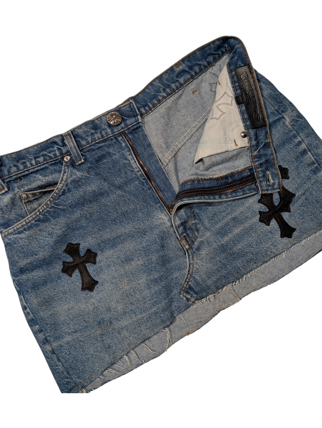 Chrome Hearts Leather Cross Patch Levi's Skirt Verified YP Collective