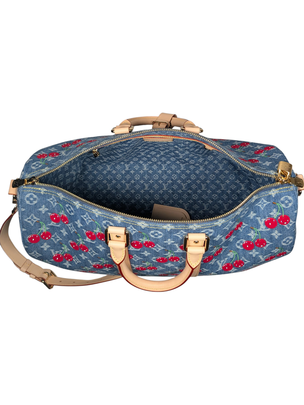 Louis Vuitton Murakami Denim Cherry Keepall 45 Duffle Bag Archival