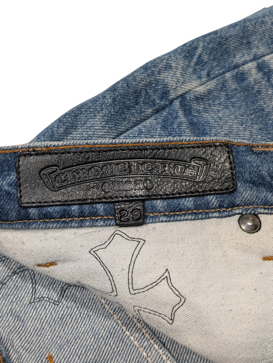 Chrome Hearts Leather Cross Patch Levi's Skirt Authenticated Designer