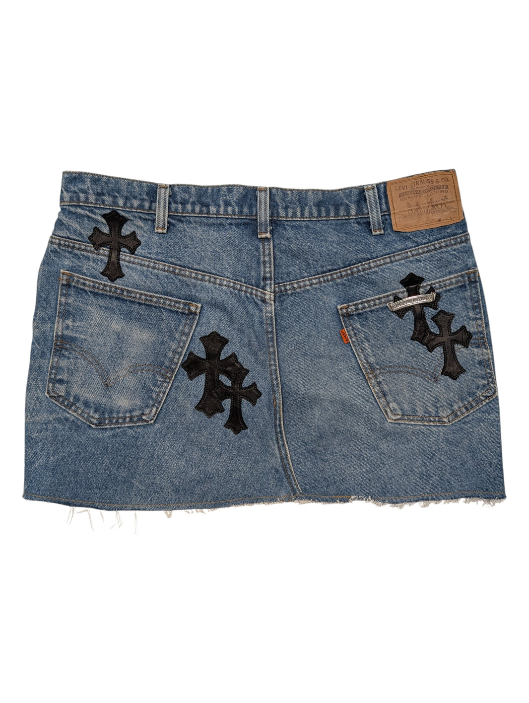 Chrome Hearts Leather Cross Patch Levi's Skirt Sterling Silver Hardware