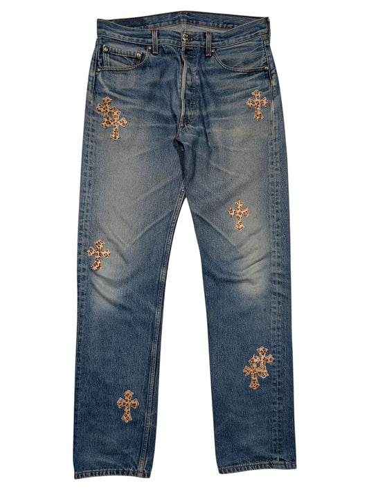 Chrome Hearts Levi's Cheetah Cross Patch Jeans Authentic Jeans
