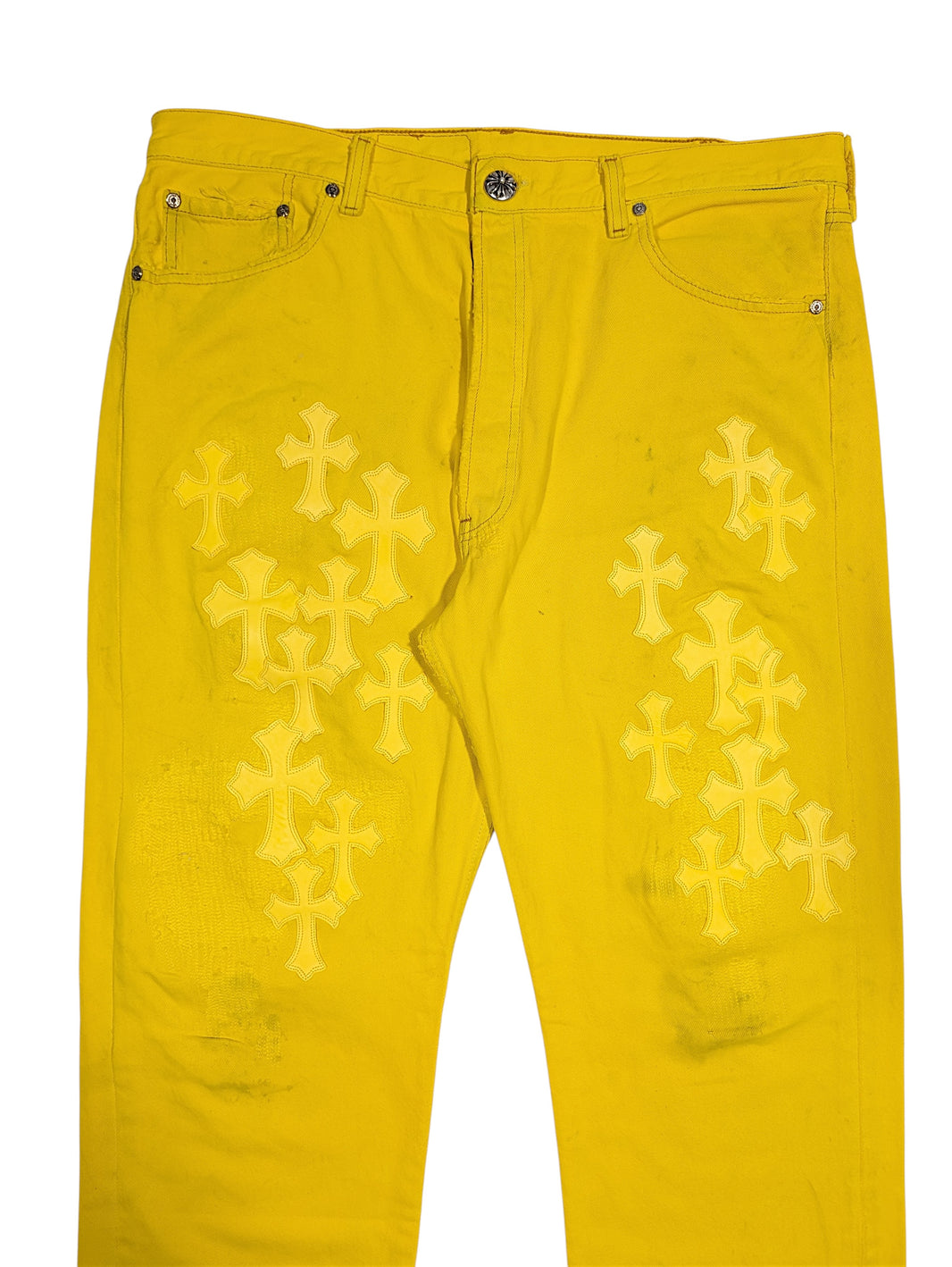 Chrome Hearts Yellow Levi's Cross Patch Jeans - Vegas Exclusive Archival