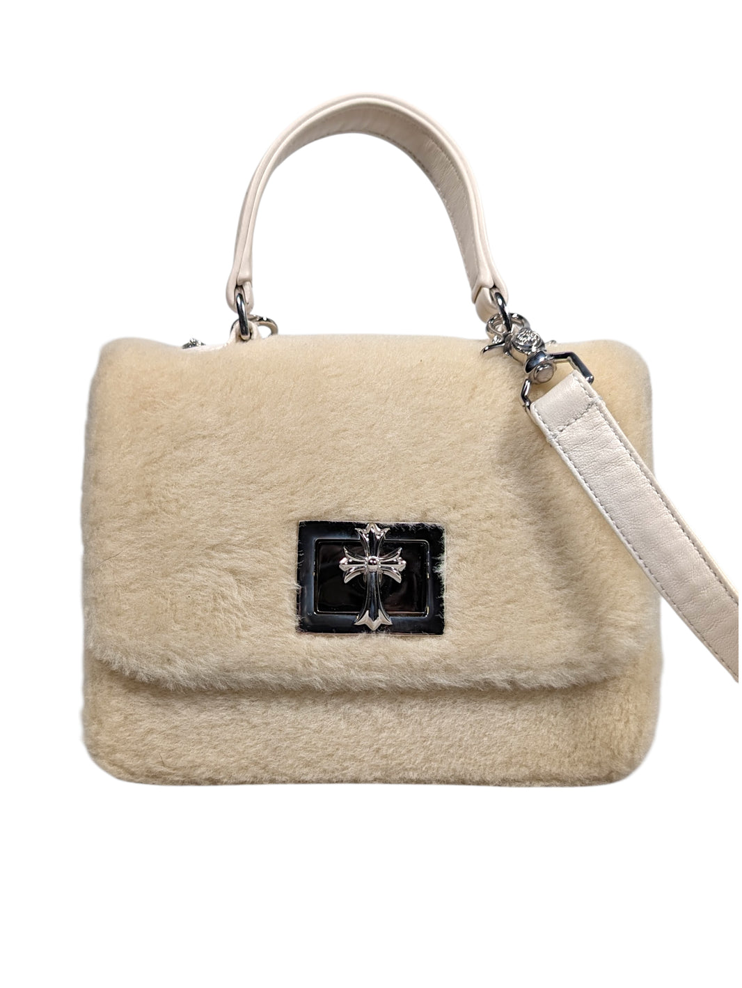Chrome Hearts "Grow Up" Shearling Handbag Cream Archival