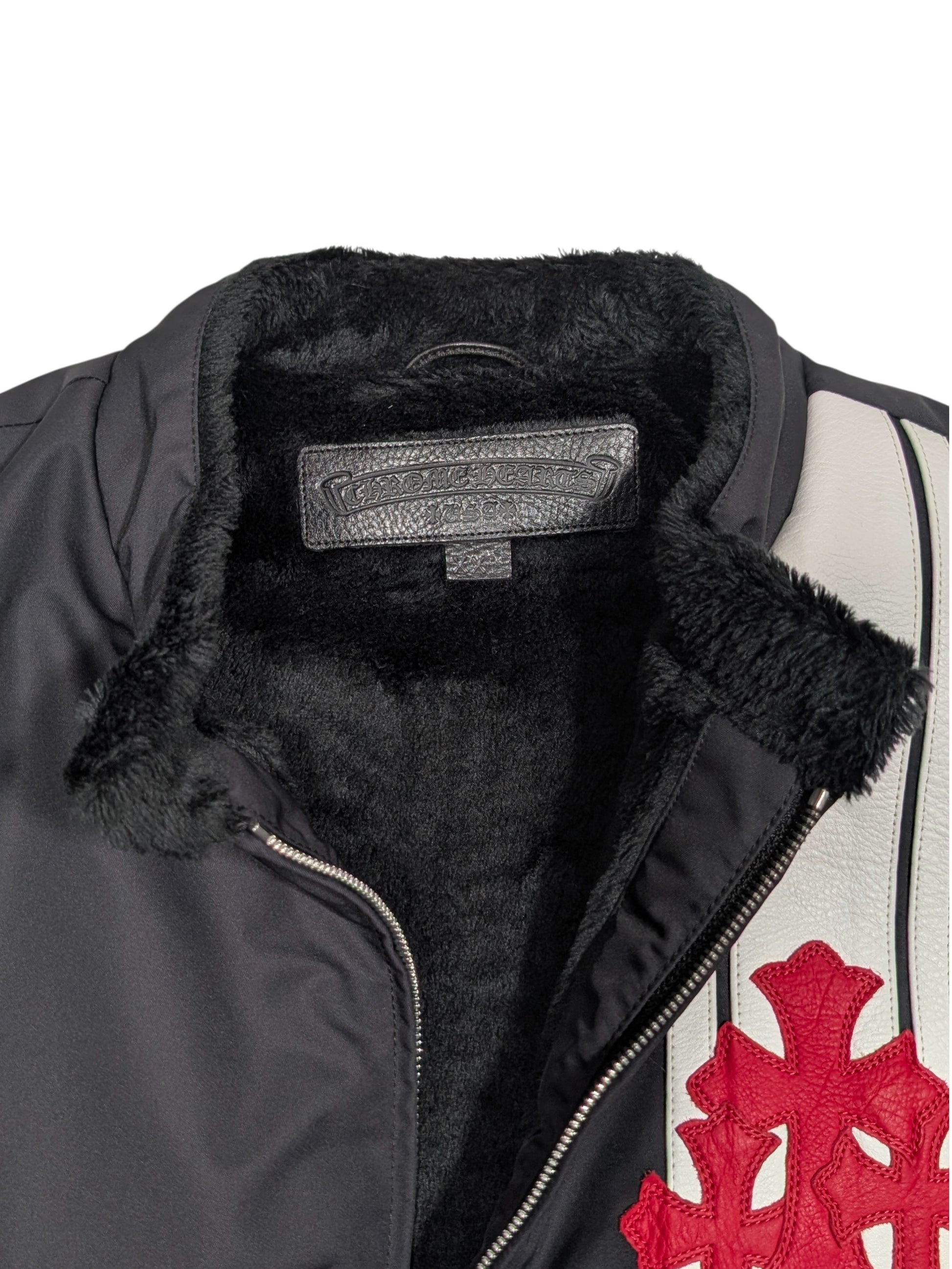 Chrome Hearts Cobra Racing Leather Cross Patch Jacket Archival