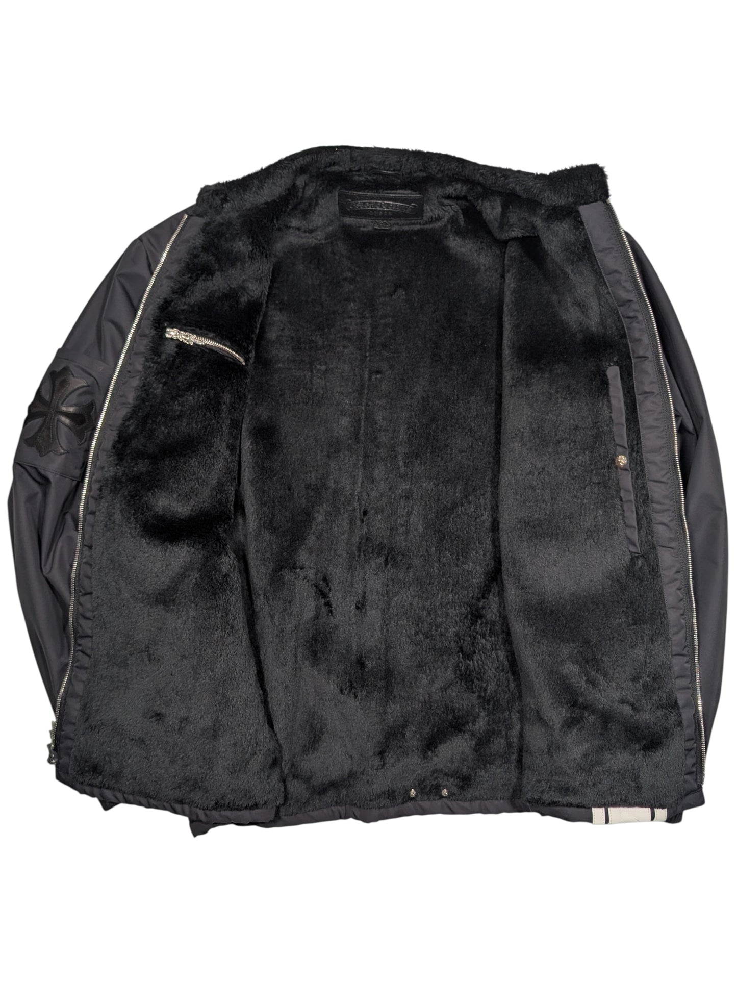 Chrome Hearts Cobra Racing Leather Cross Patch Jacket Verified YP Collective