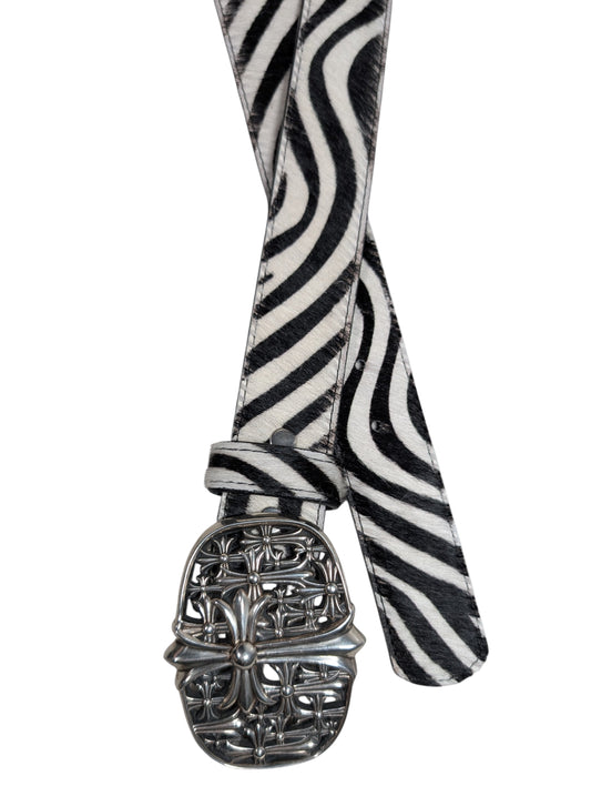 AMAL Zebra Calf Hair Belt – Buckle System Authentic Belts