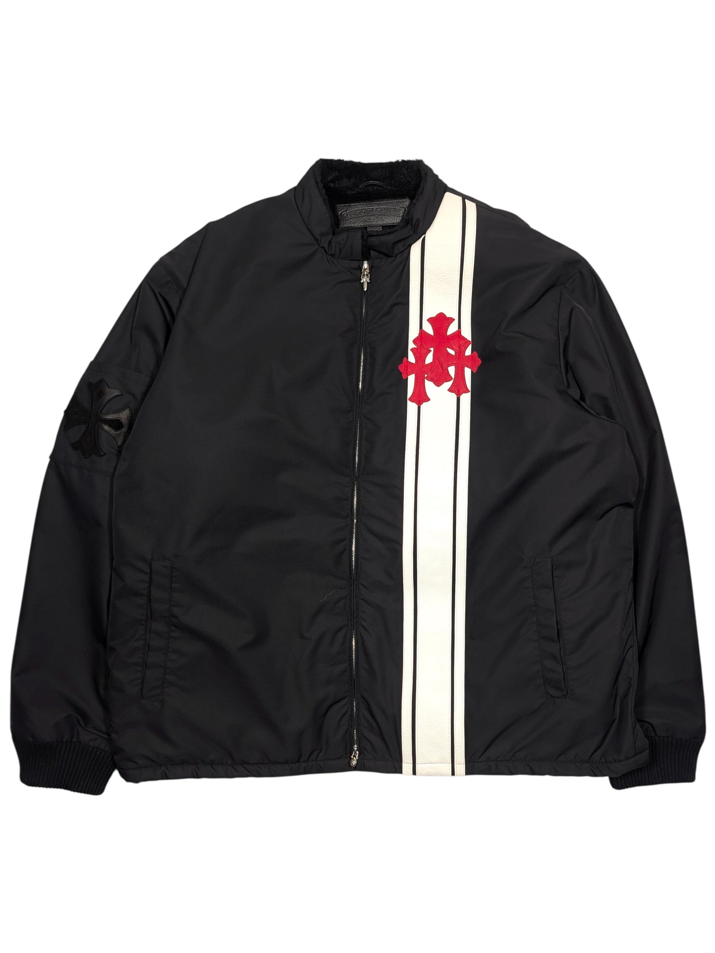 Chrome Hearts Cobra Racing Leather Cross Patch Jacket Authentic Heavy Jackets