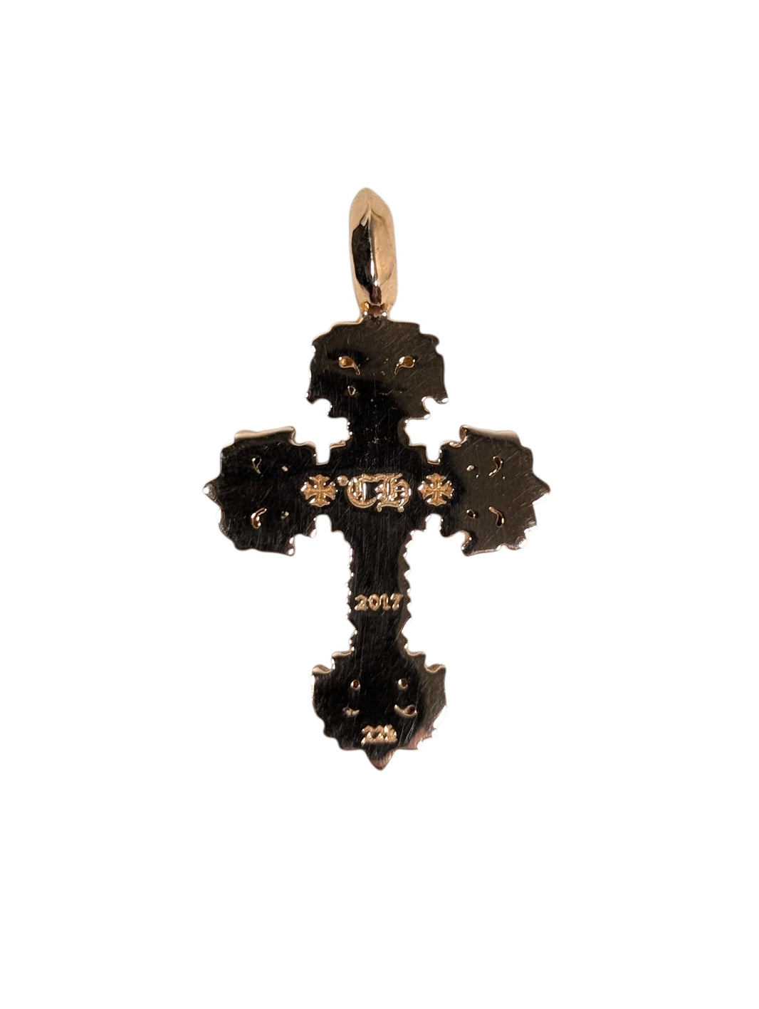 Chrome Hearts 22k Gold XS Filigree Pave Pink Sapphire Pendant Verified YP Collective