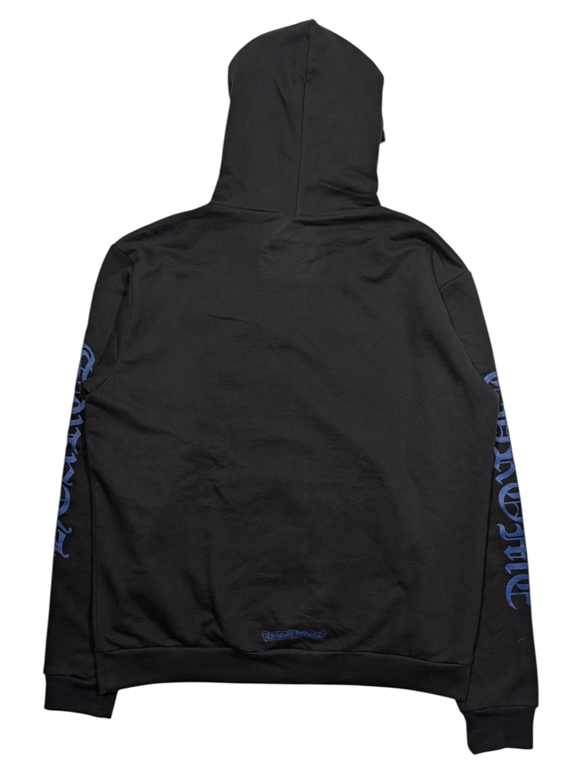 Chrome Hearts Black Blue Vertical Logo Hoodie Sterling Silver Hardware