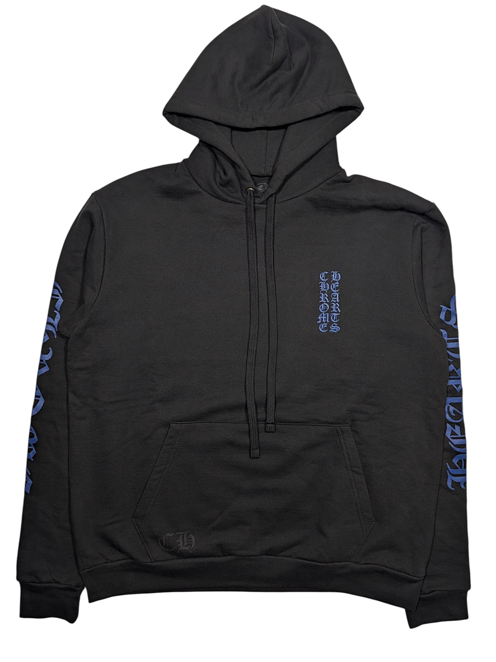 Chrome Hearts Black Blue Vertical Logo Hoodie Authentic Hoodies