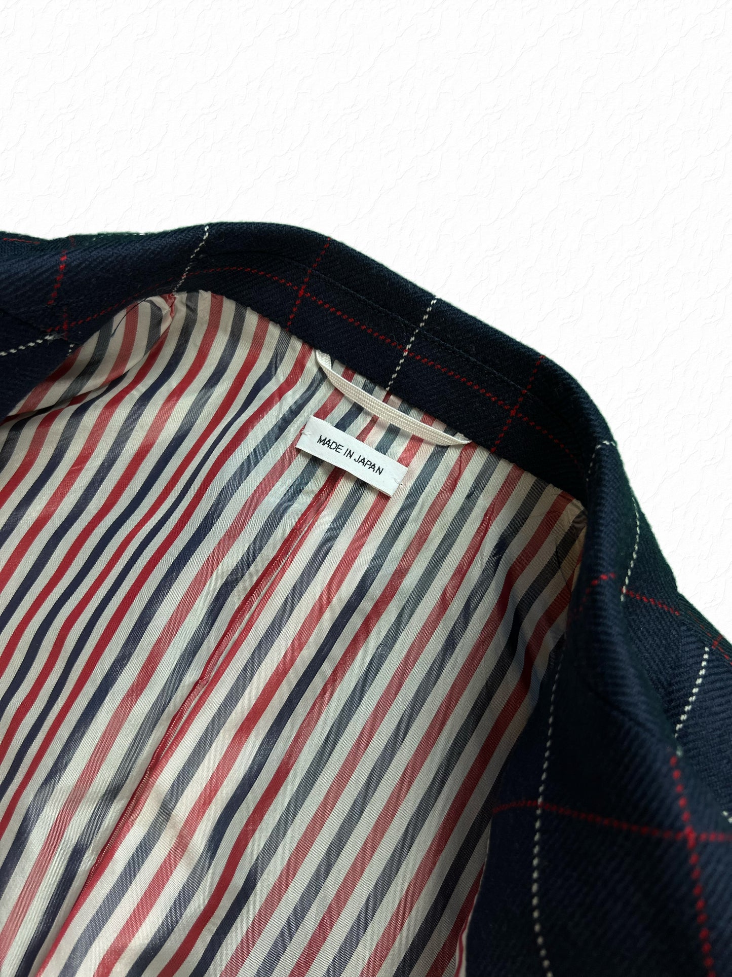 Made in Japan Thom Browne RWB windowpane flannel jacket in size 0