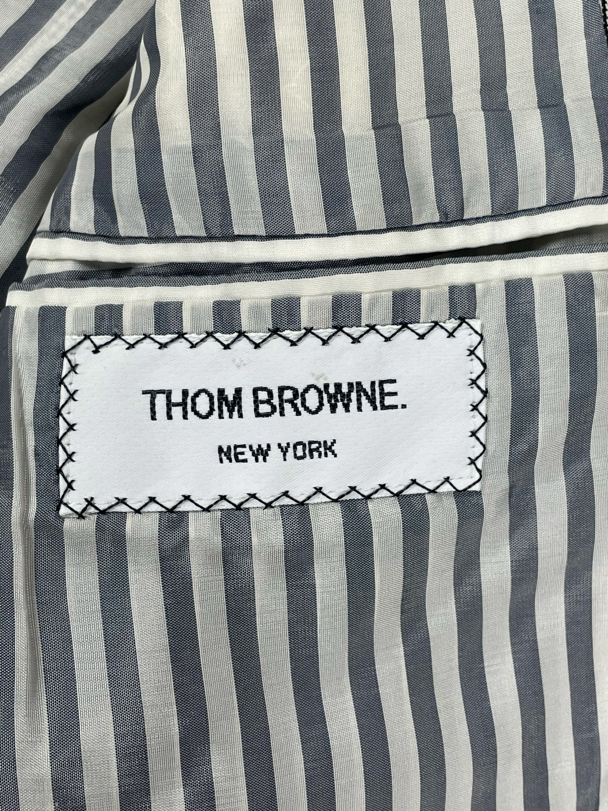 Thom Browne New York label on striped lining wool sport coat