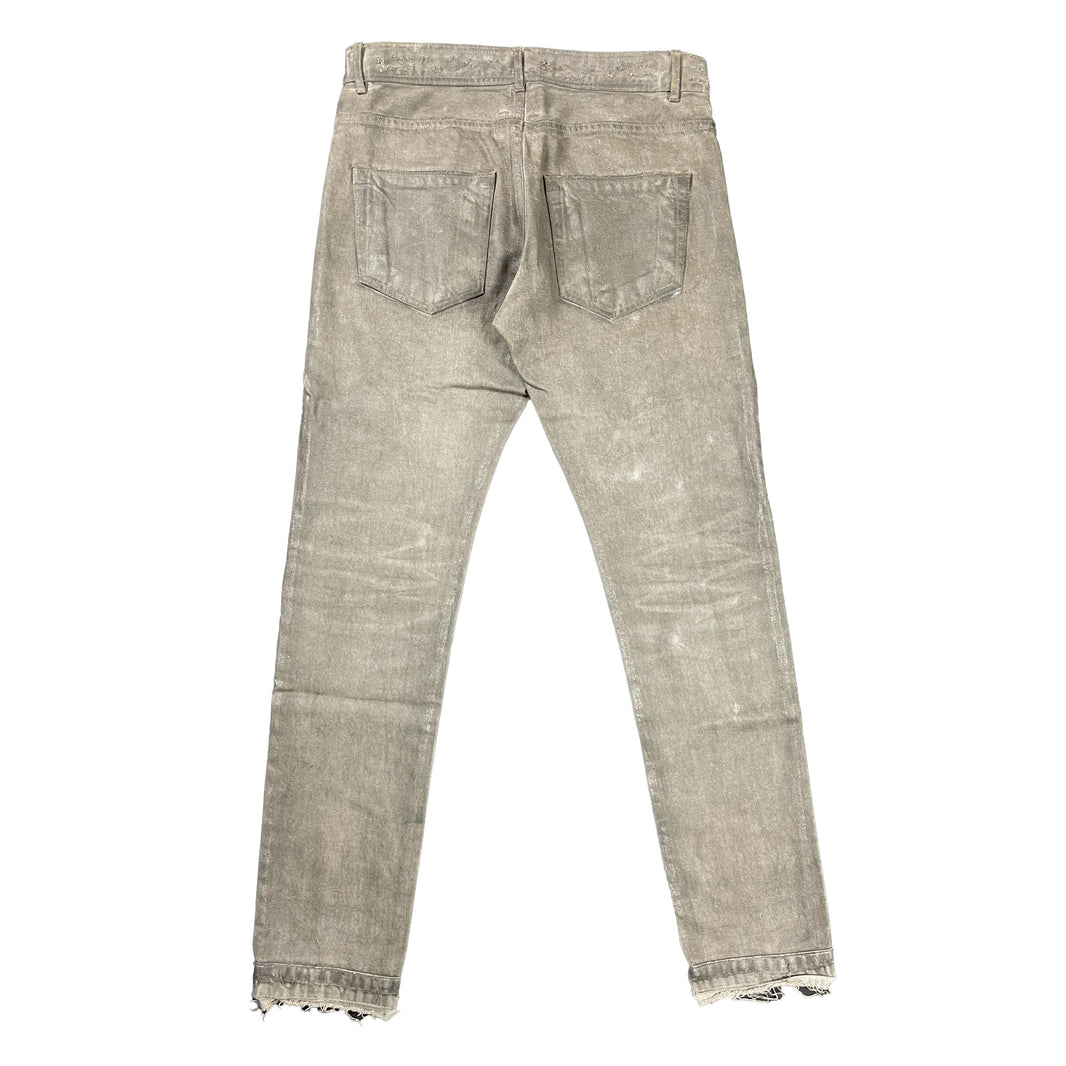 Rick Owens 2010 Silver Mud Wash Detroit Cut Denim Sterling Silver Hardware