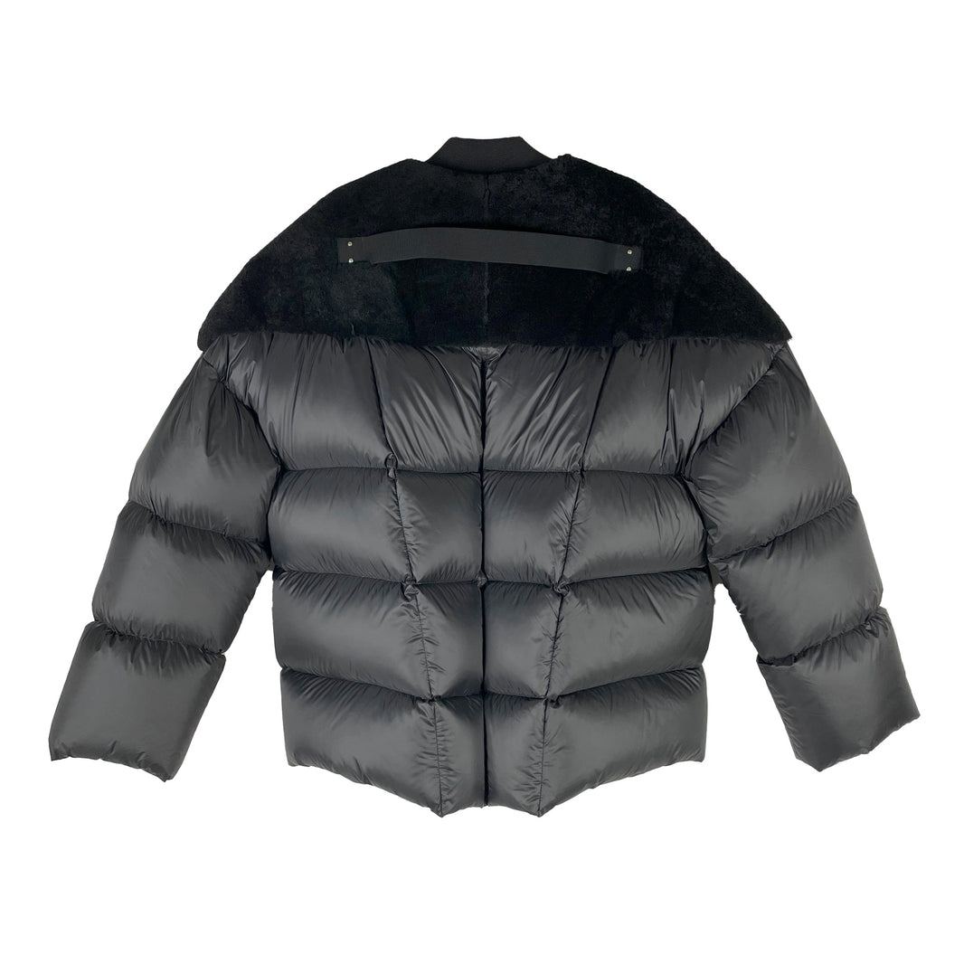 Rick Owens Lamb Shearling Flight Jacket - Black Butter Sterling Silver Hardware