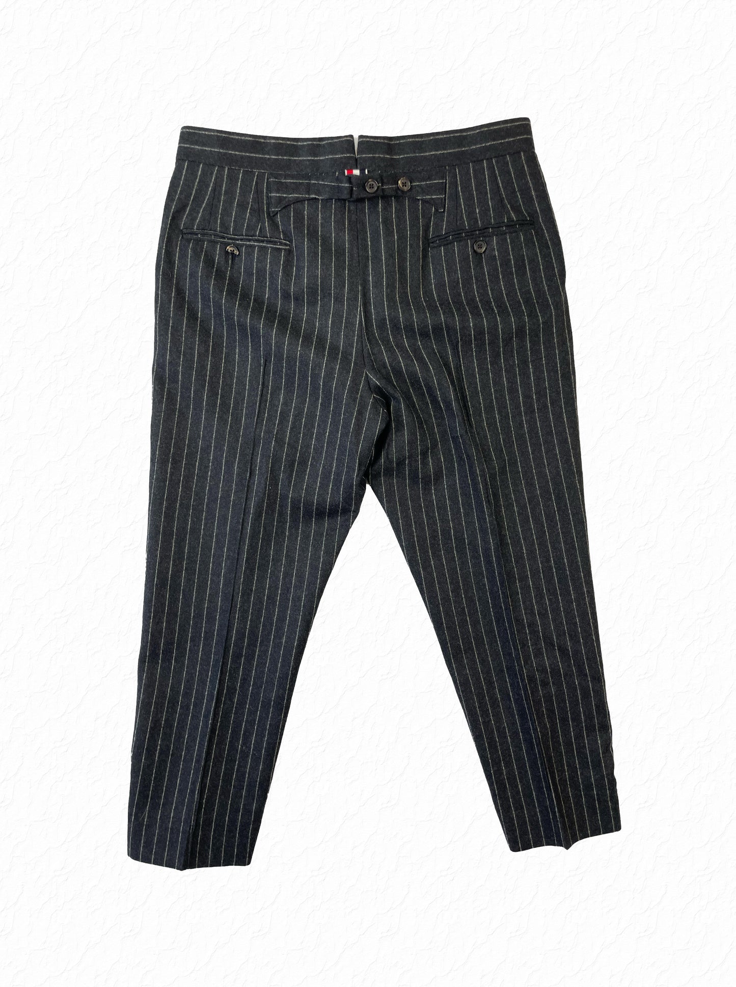 Made in Italy Thom Browne chalk stripe wool trousers