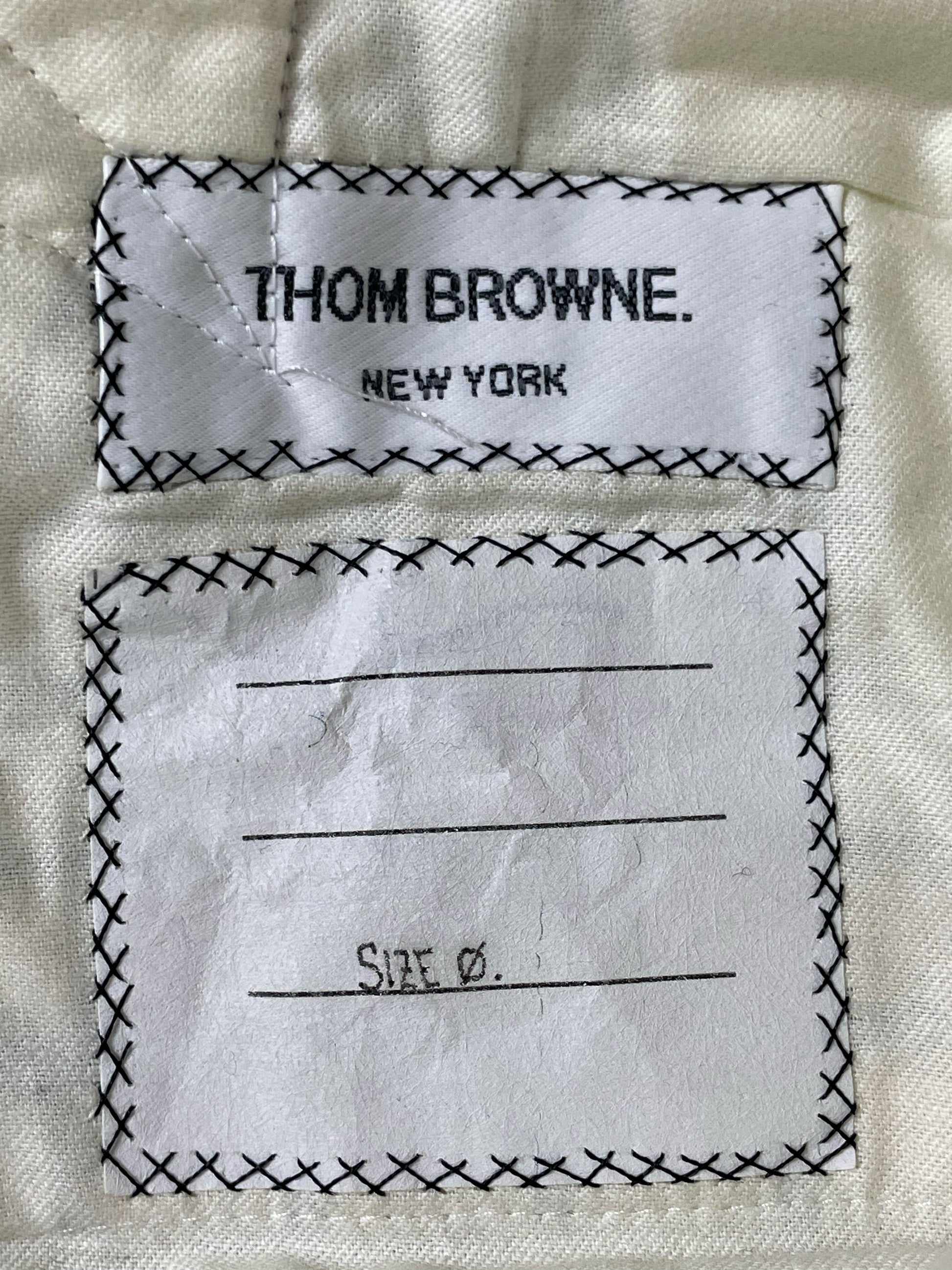Thom Browne New York woven label on archival Fall 2007 window pane trousers