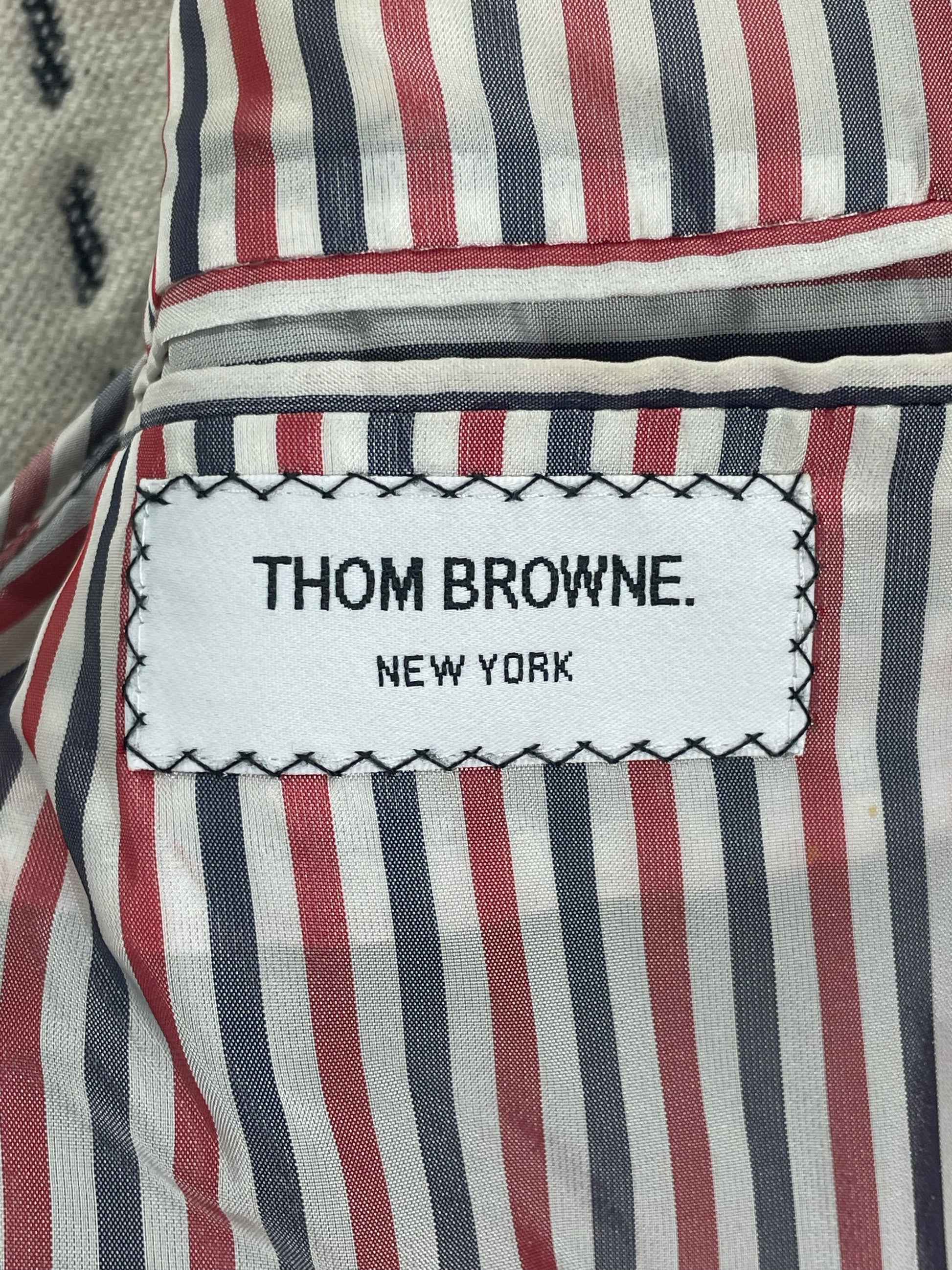 Thom Browne argyle sport coat trimmed in white grosgrain