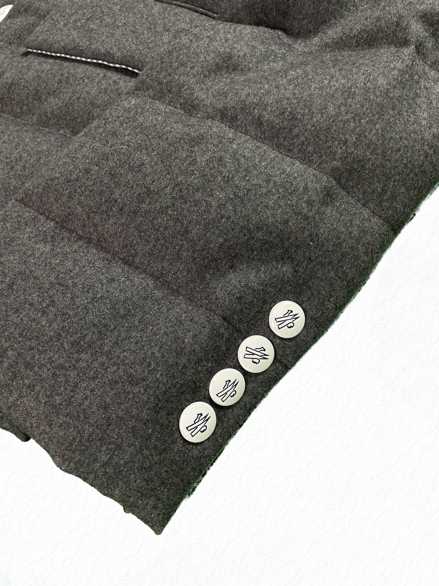 Charcoal Virgin Wool Flannel Blazer by Moncler Gamme Bleu