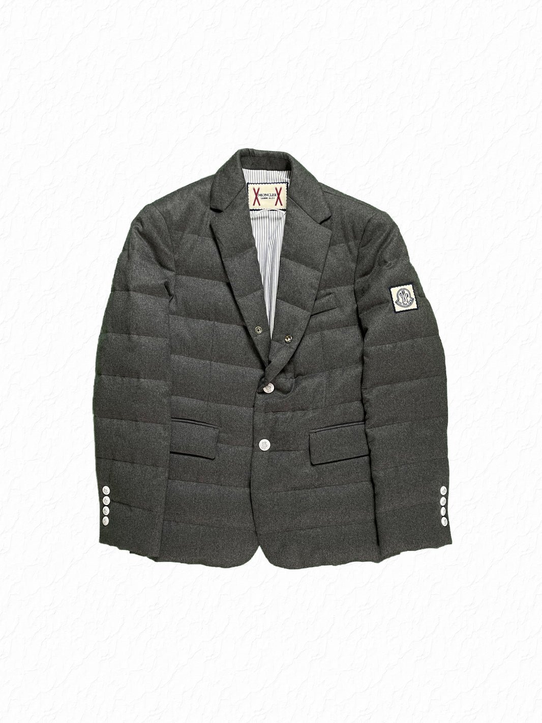 Moncler Gamme Bleu Charcoal Down Padded Wool Flannel Sport Jacket