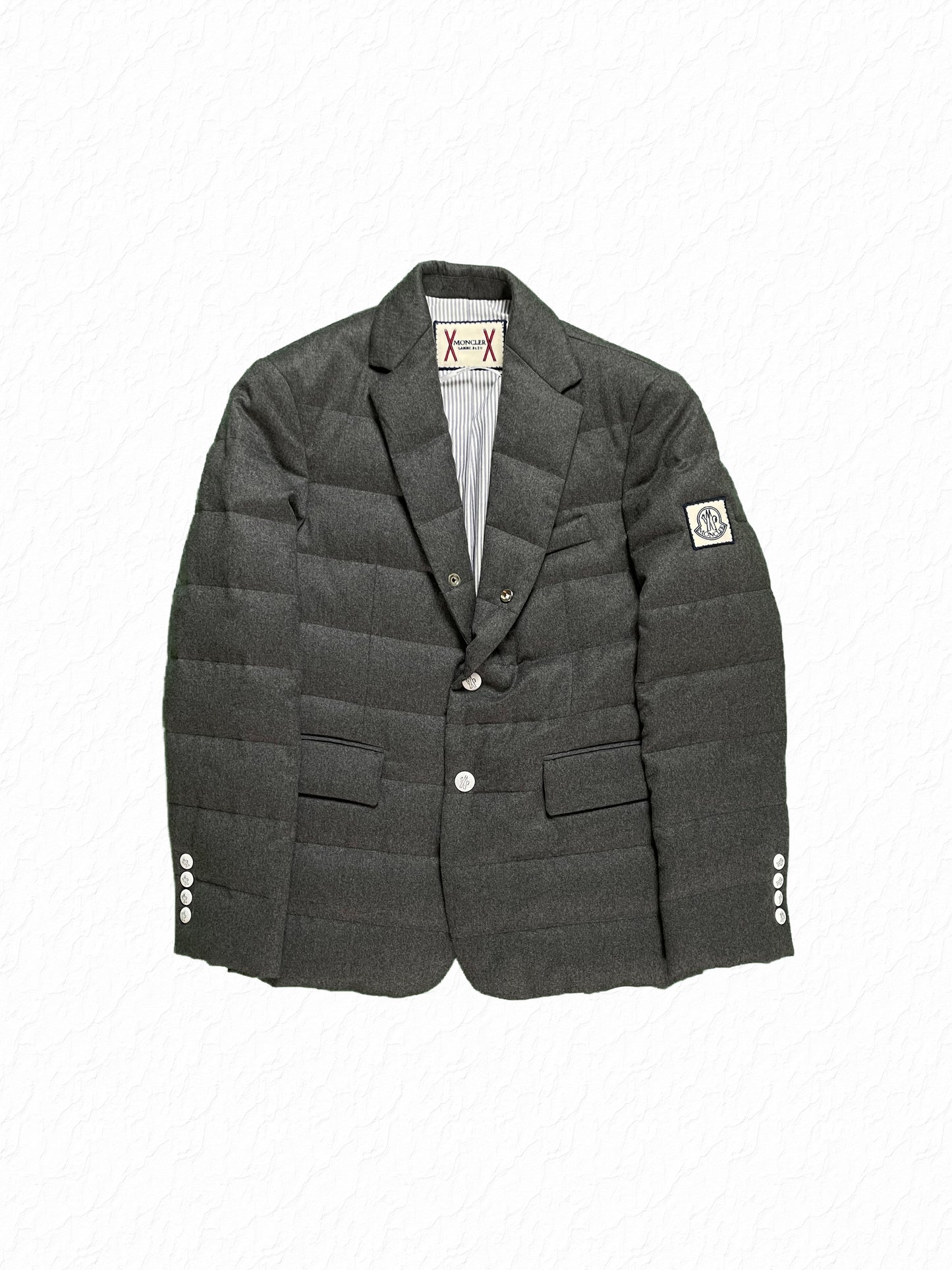 Moncler Gamme Bleu Charcoal Down Padded Wool Flannel Sport Jacket