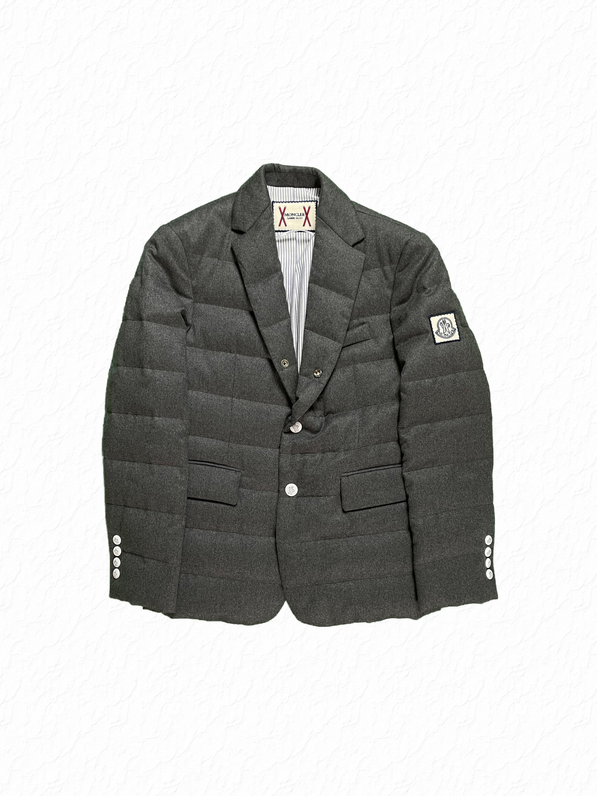 Moncler Gamme Bleu Charcoal Down Padded Wool Flannel Sport Jacket