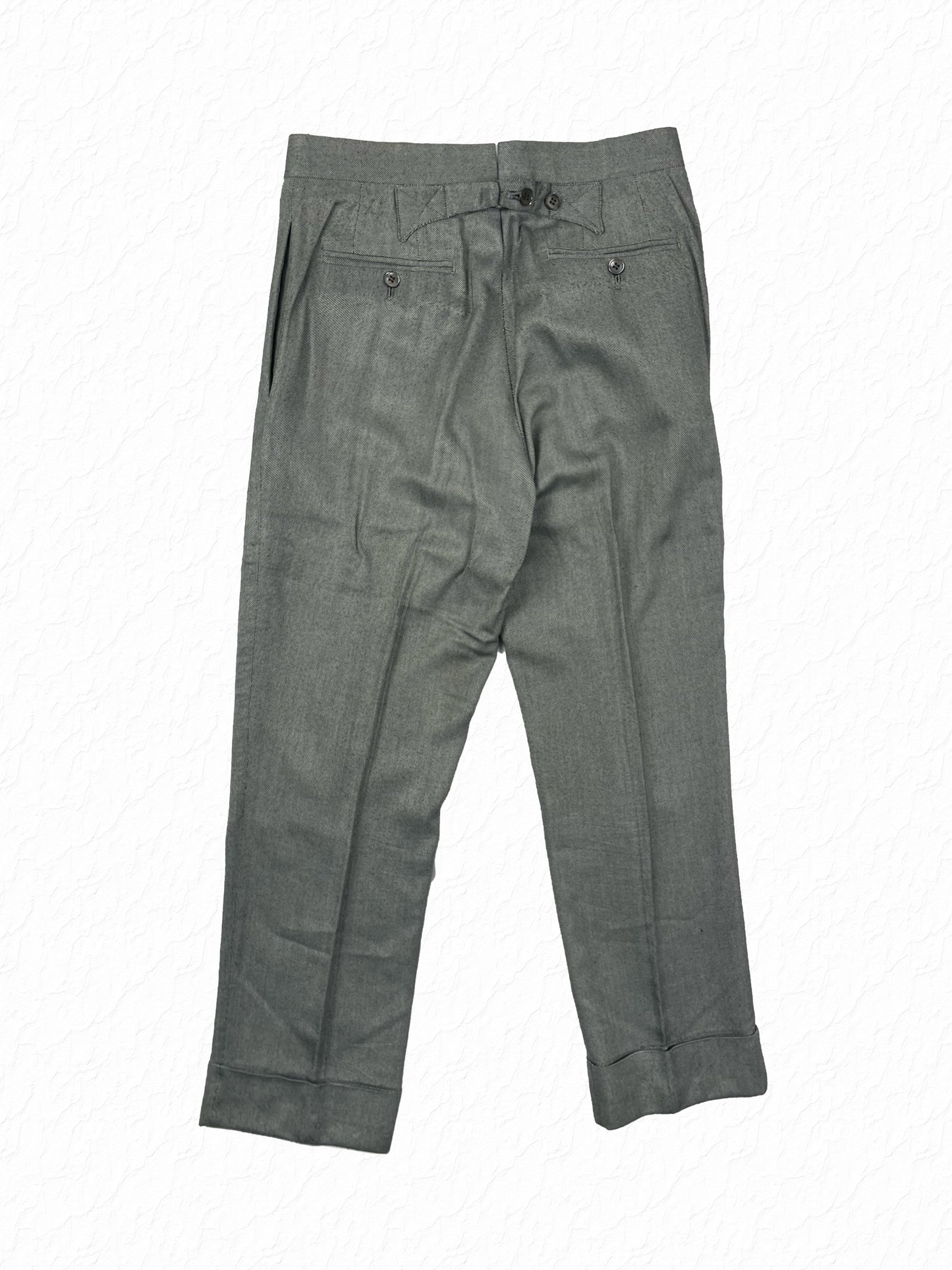 Grey salt and pepper cotton trousers by Thom Browne Spring 2007
