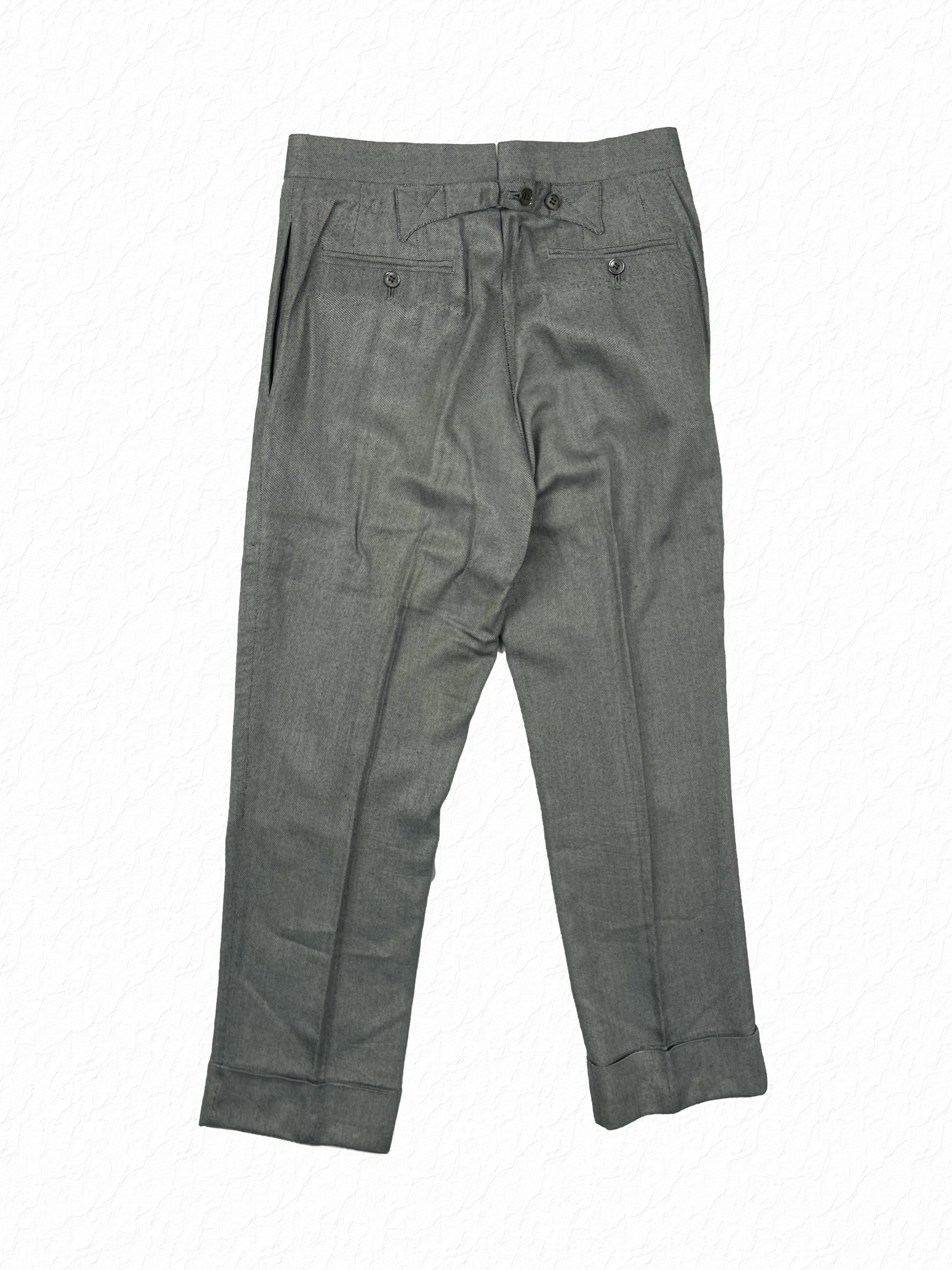 Grey salt and pepper cotton trousers by Thom Browne Spring 2007