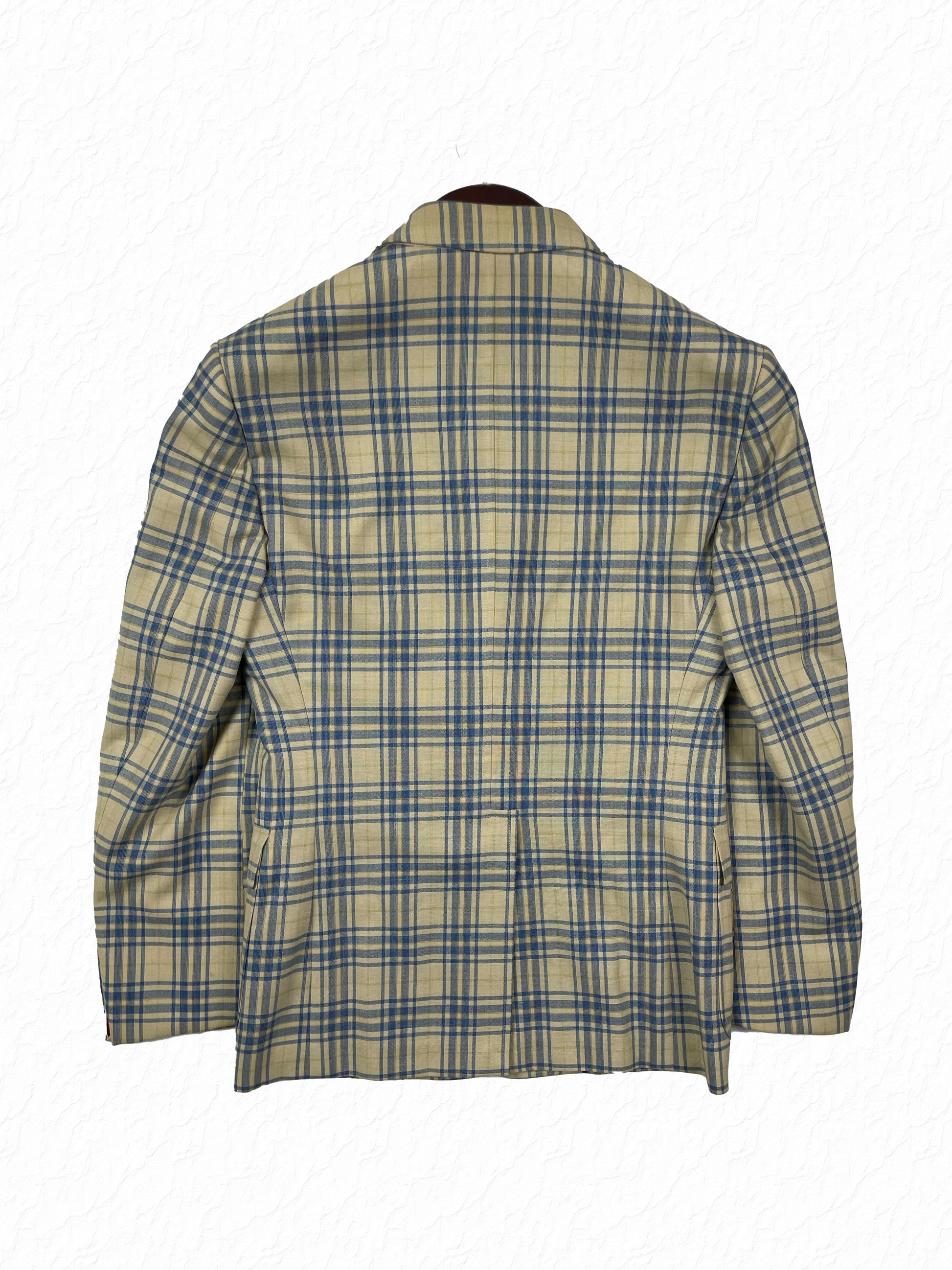 Plaid wool Thom Browne blazer with two button closure