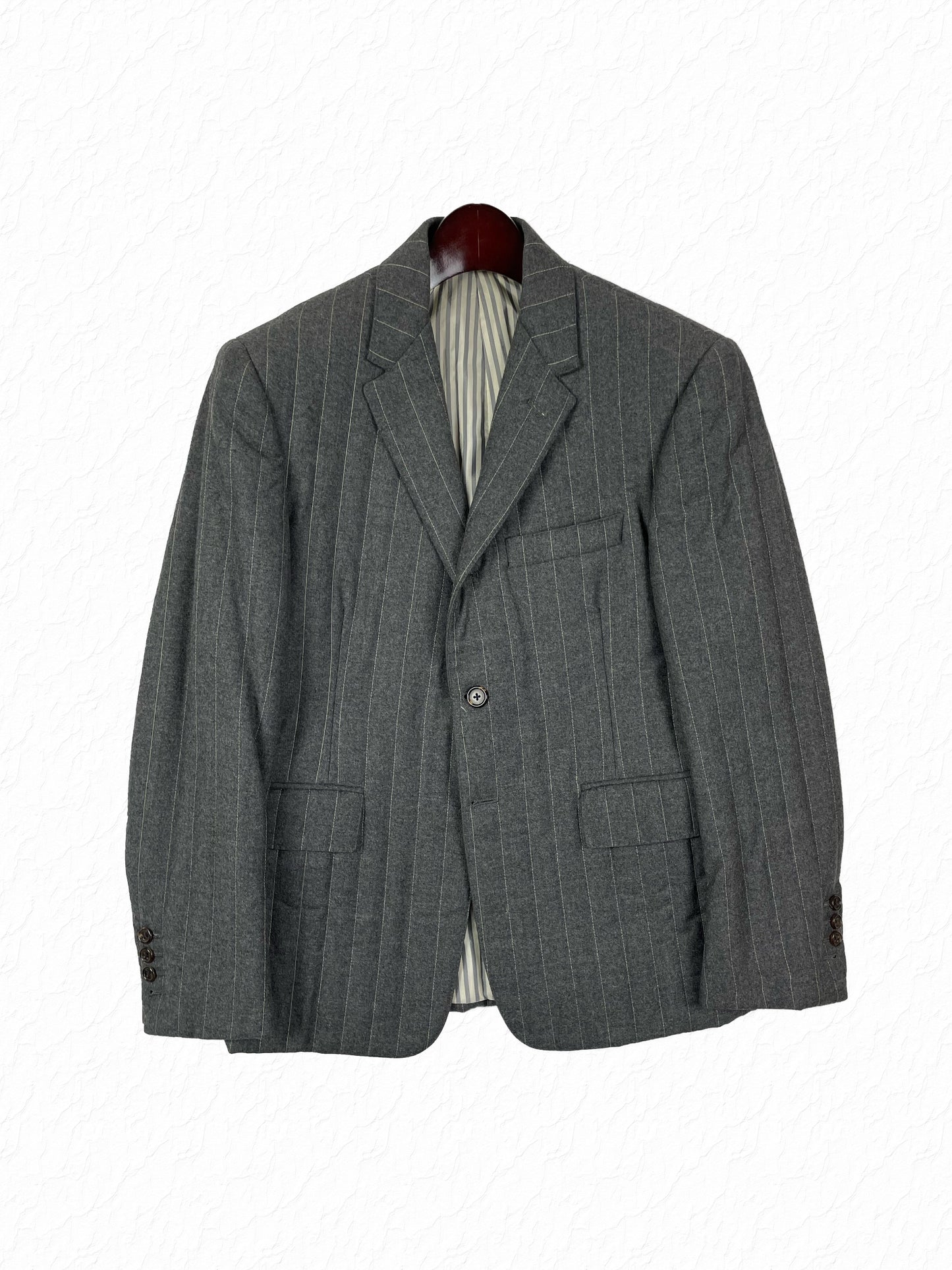 Thom Browne pinstripe quilted flannel wool sport coat in gray