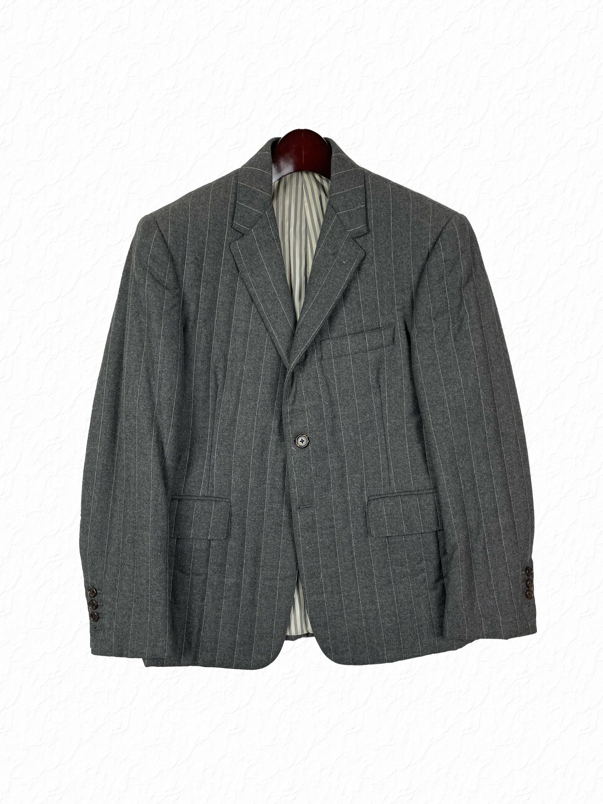 Thom Browne pinstripe quilted flannel wool sport coat in gray