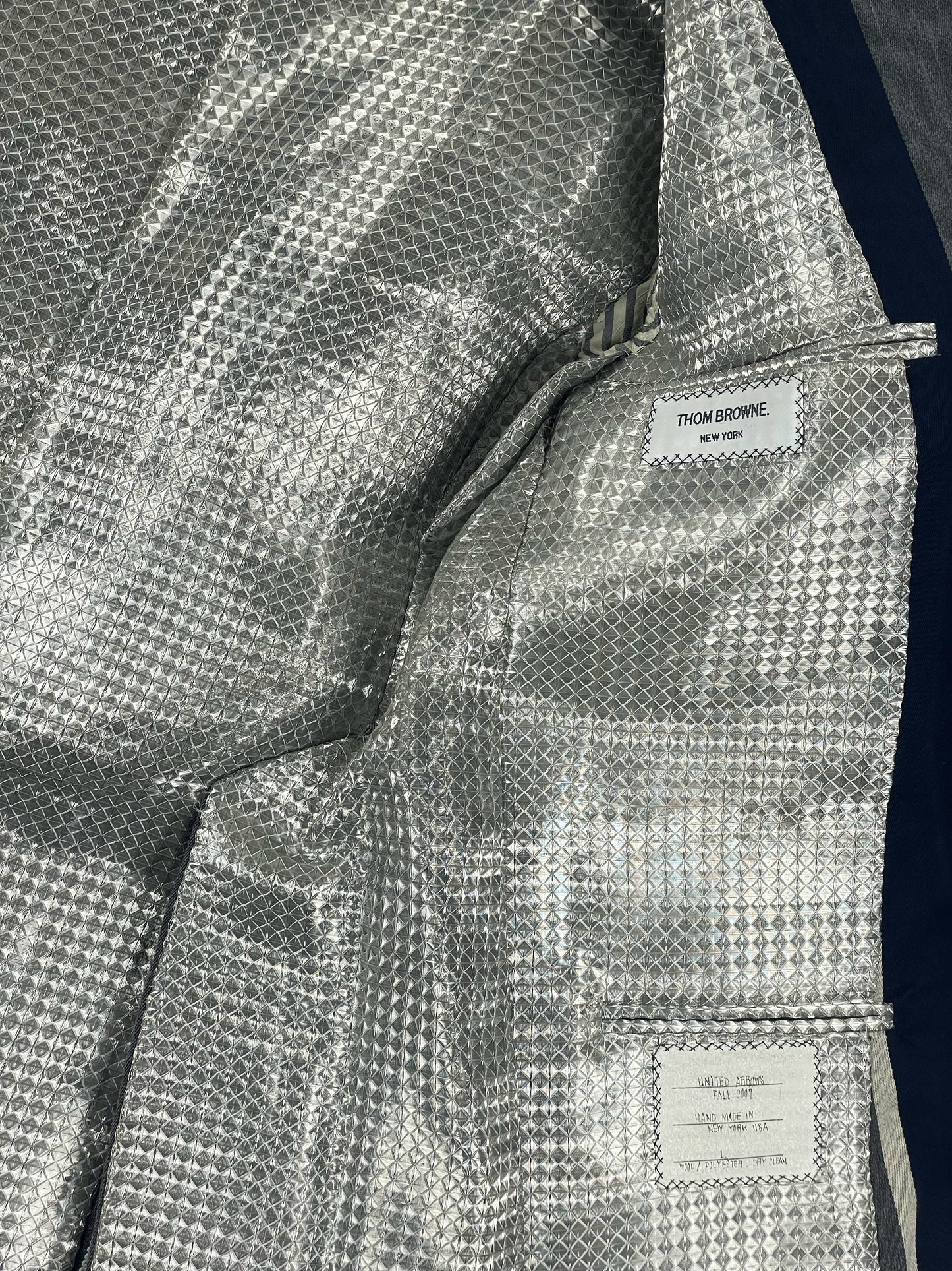 United Arrows Thom Browne collaboration navy stripe wool blazer
