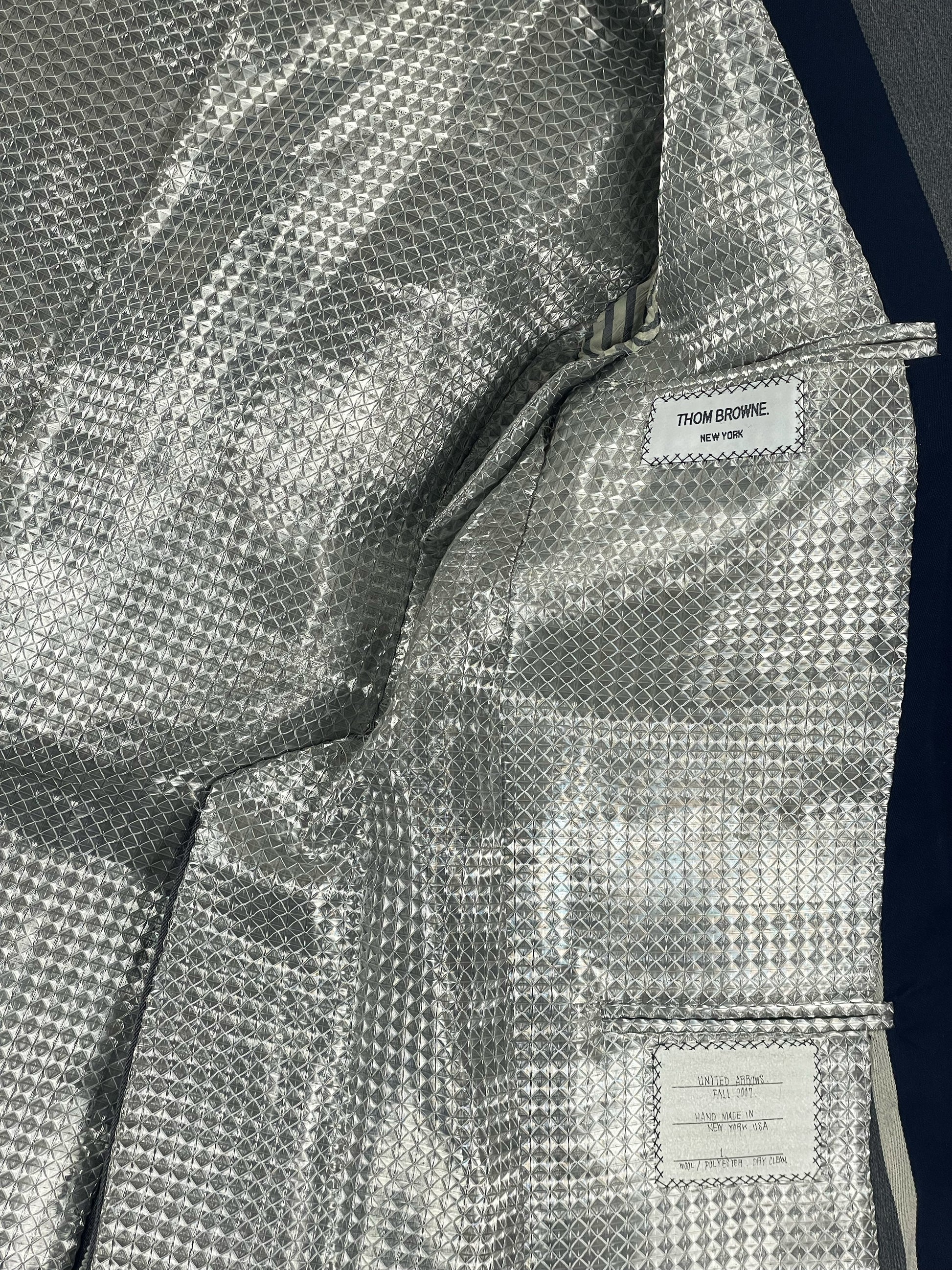 United Arrows Thom Browne collaboration navy stripe wool blazer