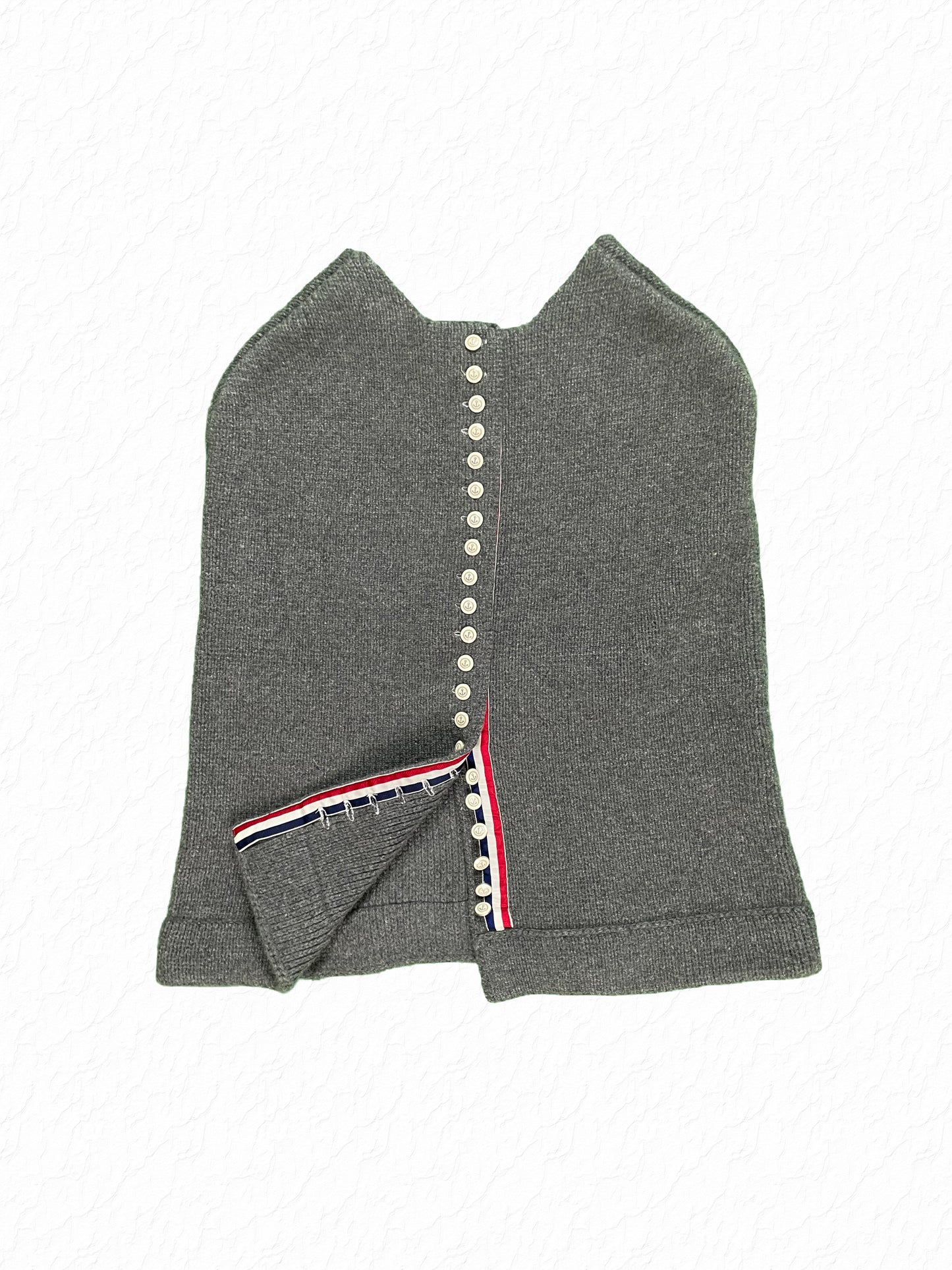 Anchor button Thom Browne cape with red white blue grosgrain lining