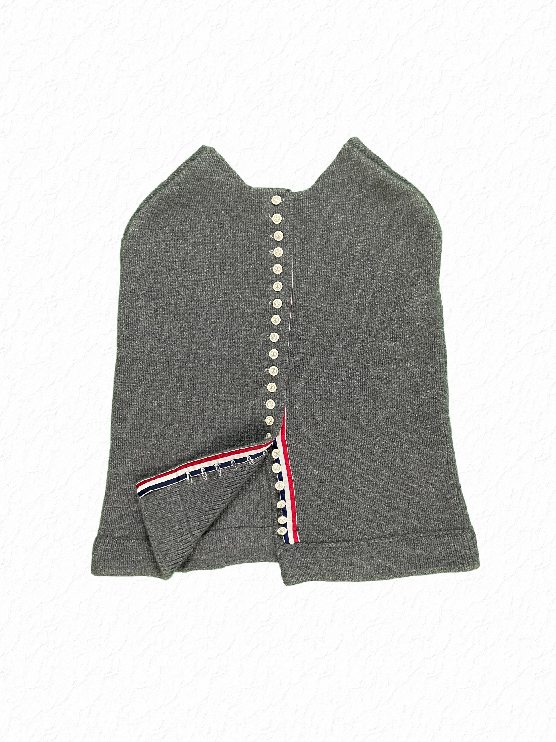 Anchor button Thom Browne cape with red white blue grosgrain lining