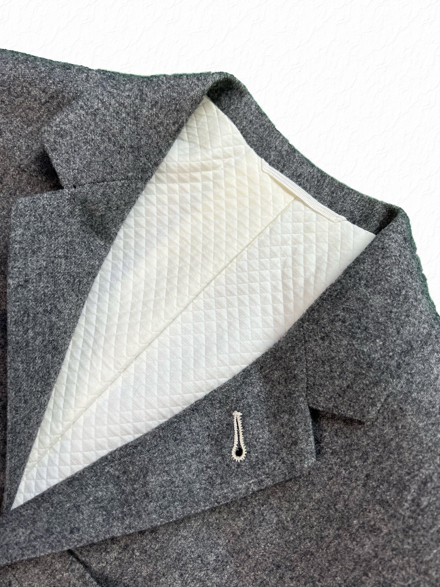 Quilted white lining on Thom Browne Fall 2008 flannel blazer