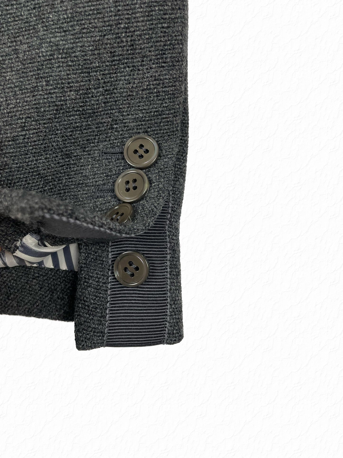 Grey hopsack wool sleeve with four button working cuff Thom Browne