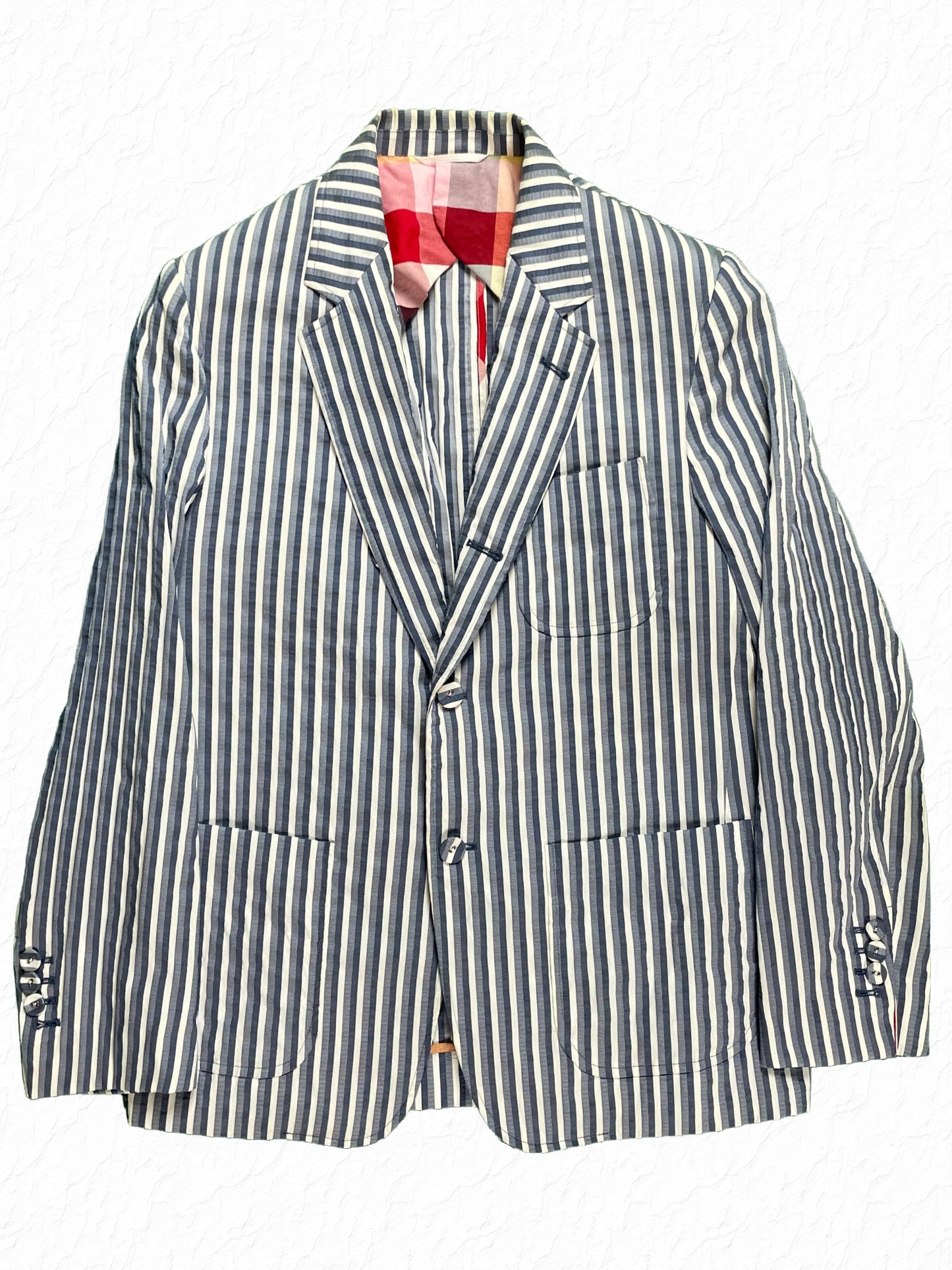 Thom Browne notch lapel striped nylon sport coat with patch pockets