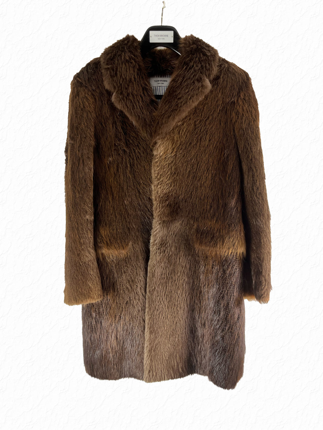 Thom Browne full beaver fur Chesterfield coat in brown from the Fall 2006 archive