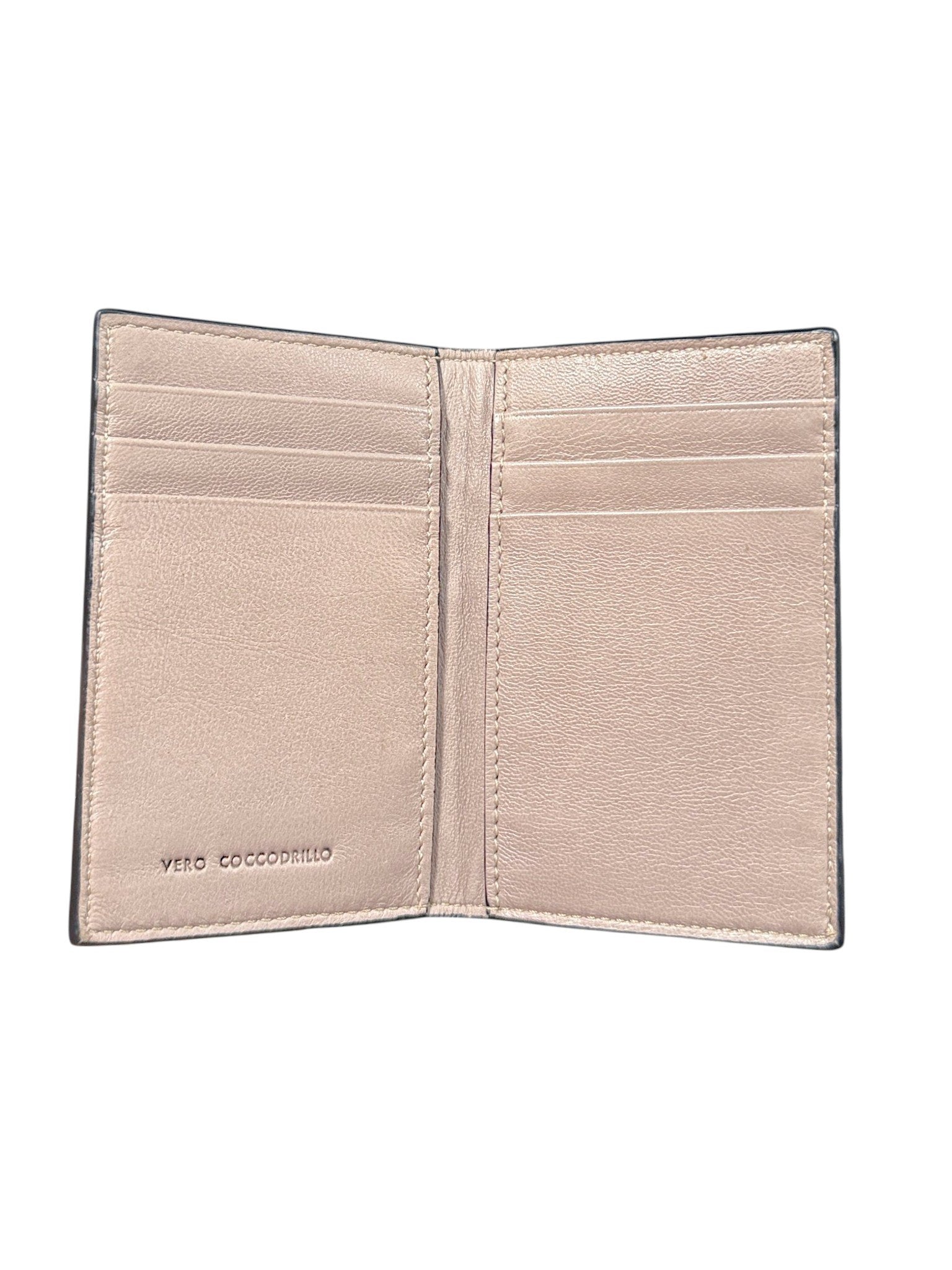 Handmade Italy Crocodile Bifold Wallet Open Interior View Exotic Leather
