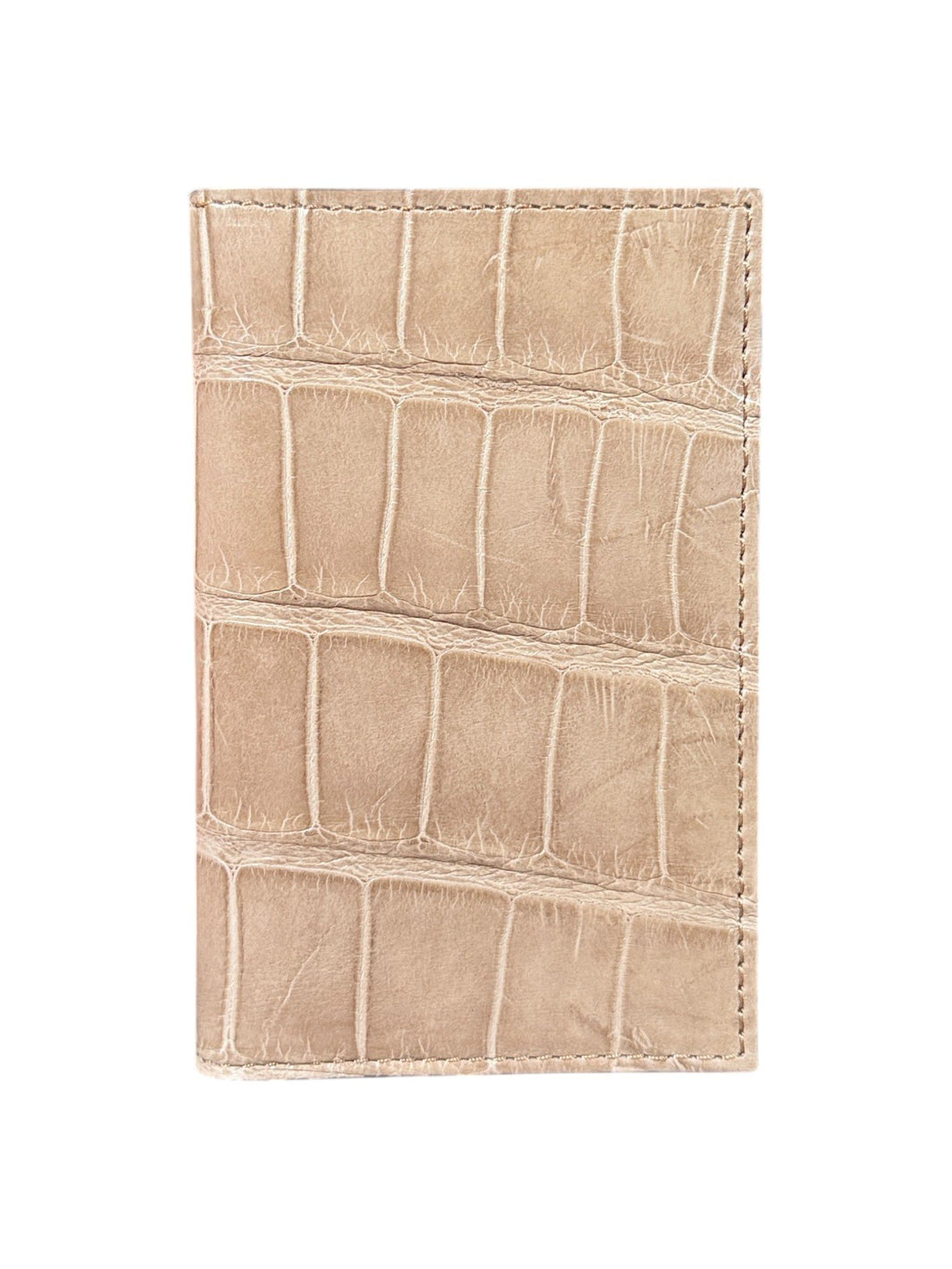Sand Beige Crocodile Bifold Card Wallet Exotic Leather AMAL Italy